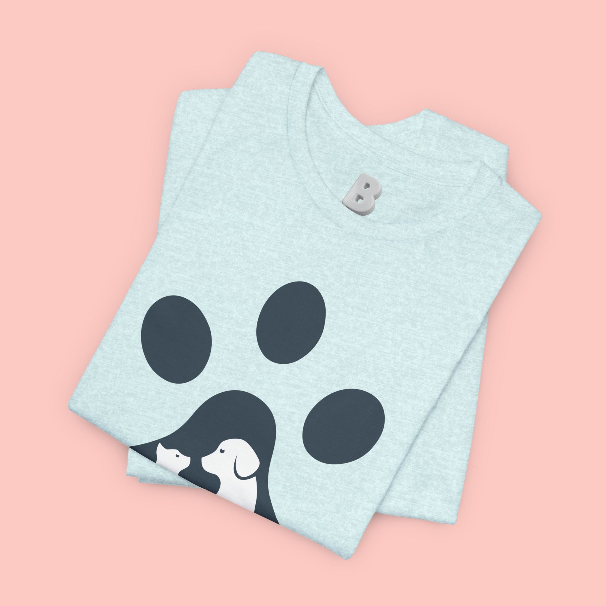 Dog Mom T‑Shirt — Paw Print with Dog & Puppy Graphic
