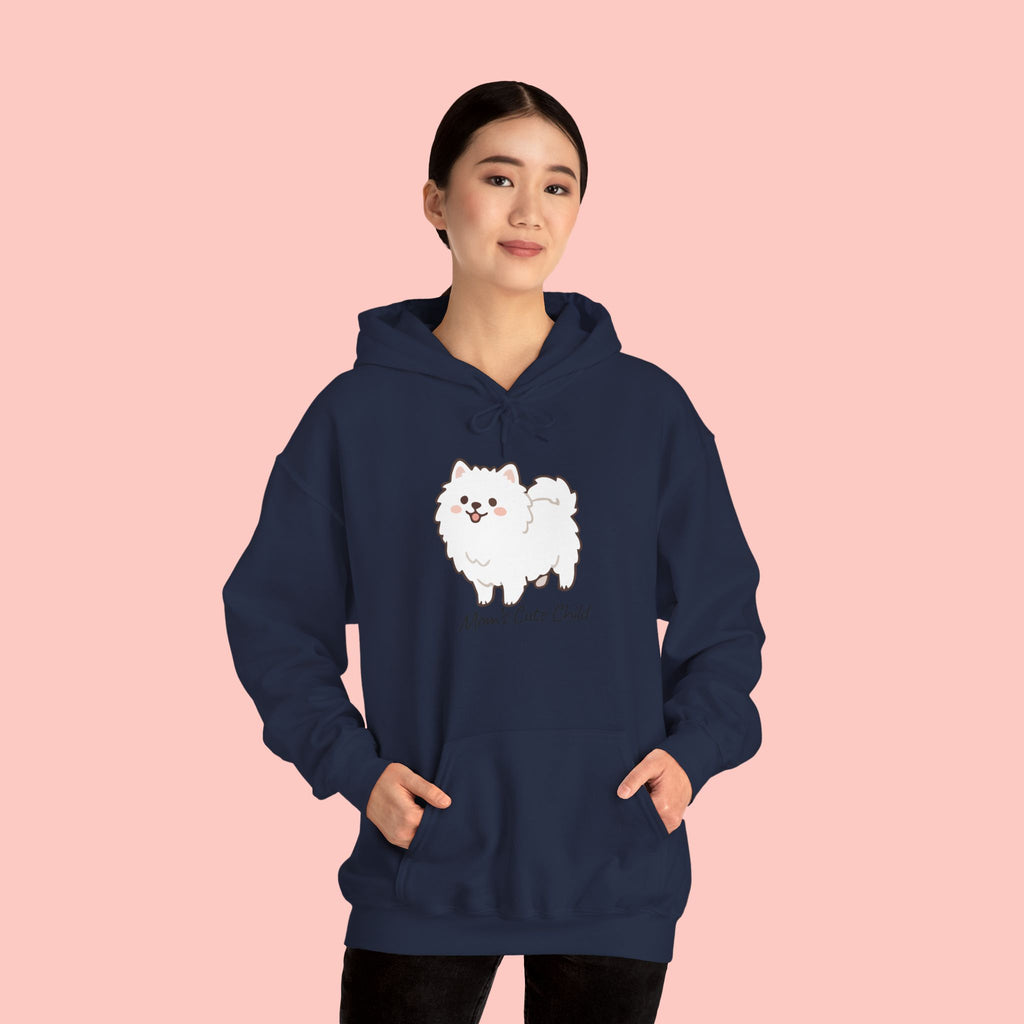 Pomeranian 'Mom's Little Child' Hoodie – Cute White Dog Graphic Pullover