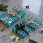 Paw Print Gift Wrapping Paper Roll — Teal Paw Pattern Wrapping Paper for Pet Lovers
