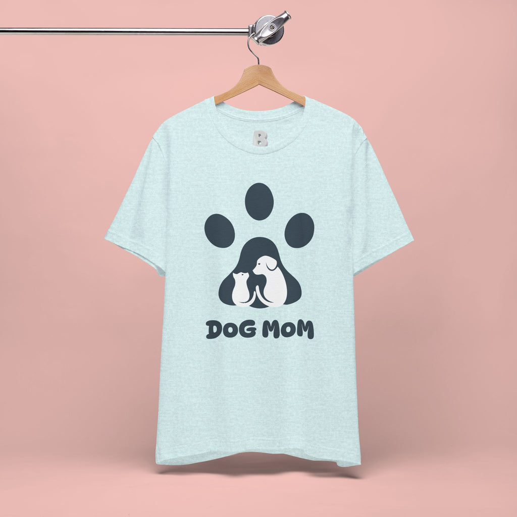Dog Mom T‑Shirt — Paw Print with Dog & Puppy Graphic