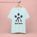 Dog Mom T‑Shirt — Paw Print with Dog & Puppy Graphic