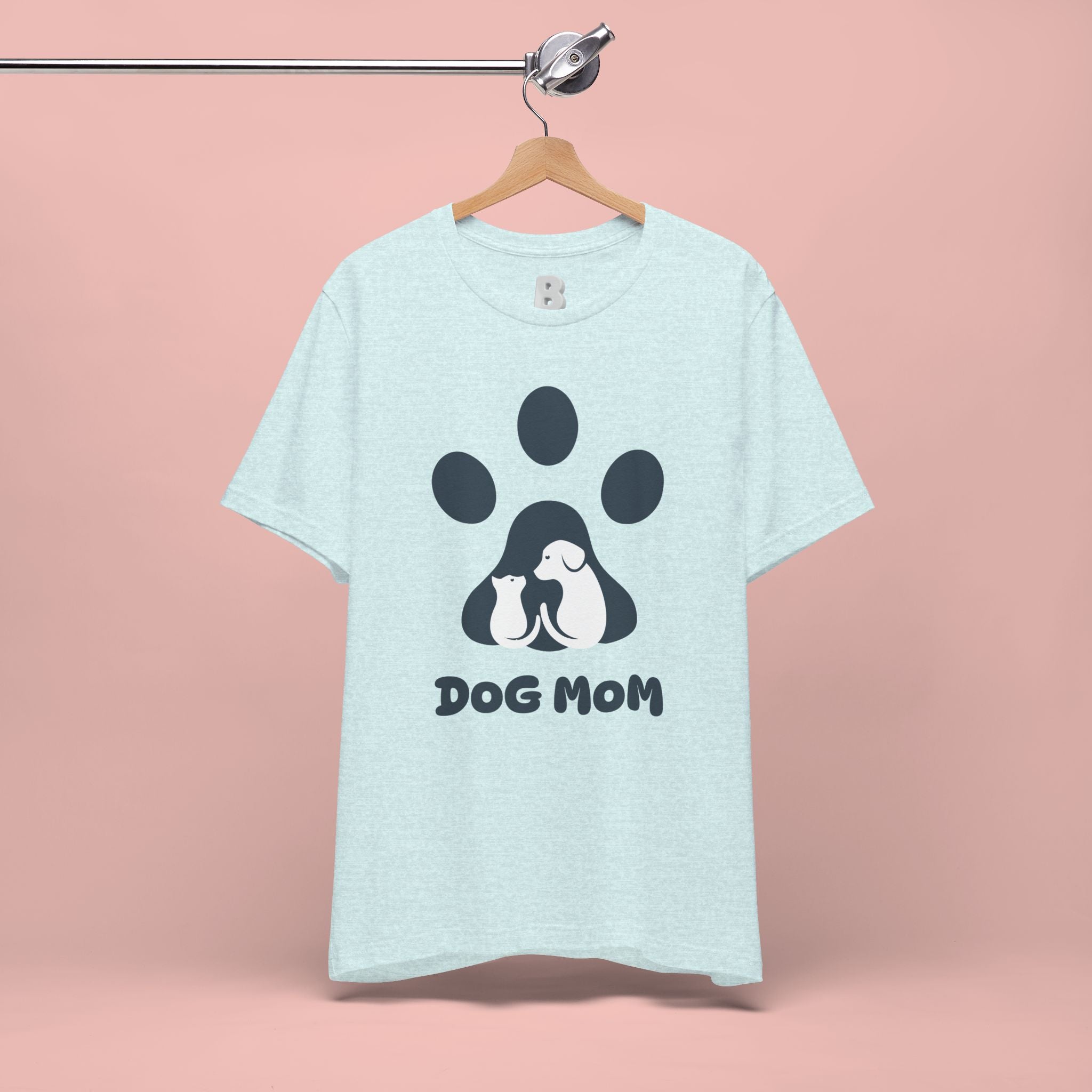 Dog Mom T‑Shirt — Paw Print with Dog & Puppy Graphic