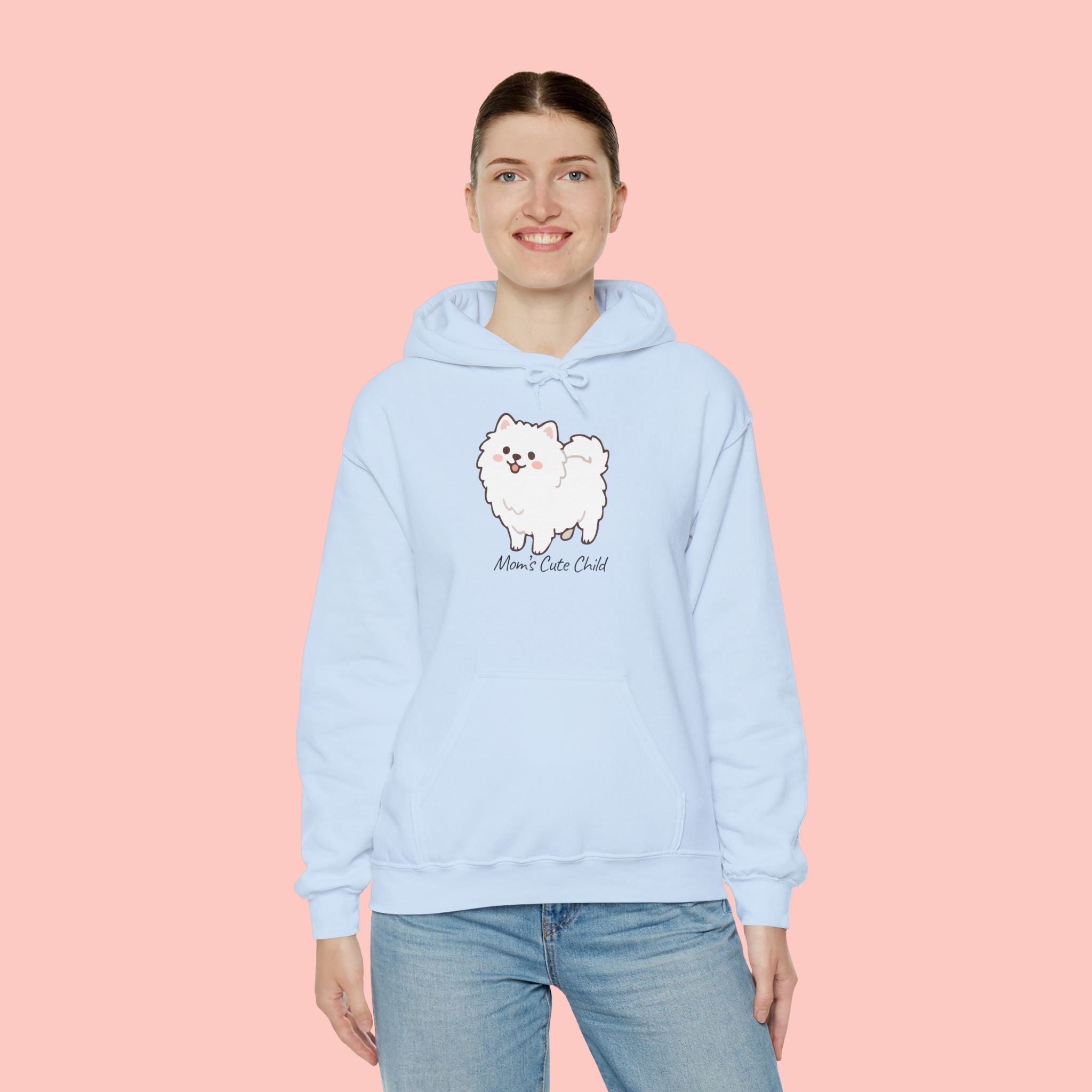 Pomeranian 'Mom's Little Child' Hoodie – Cute White Dog Graphic Pullover
