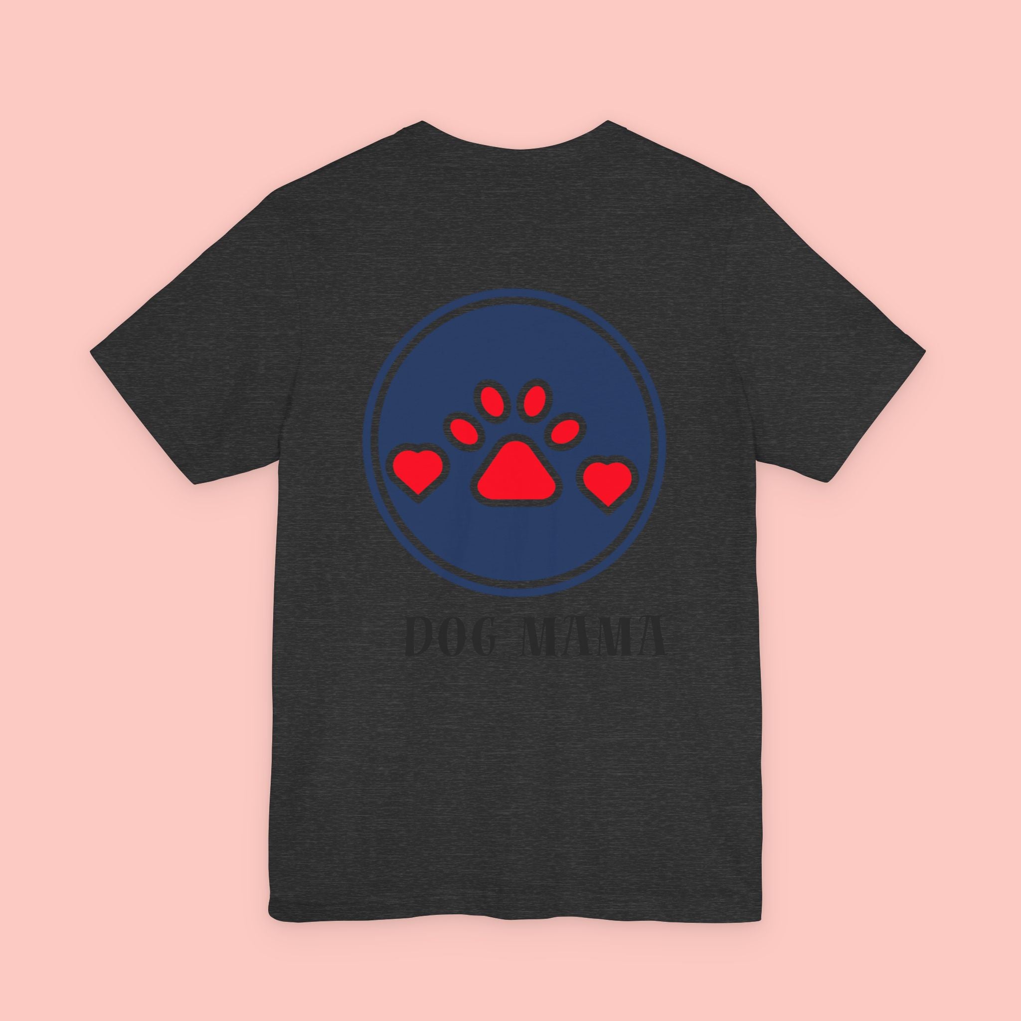 Dog Mama Tee - Paw Print Heart Graphic Short Sleeve Shirt