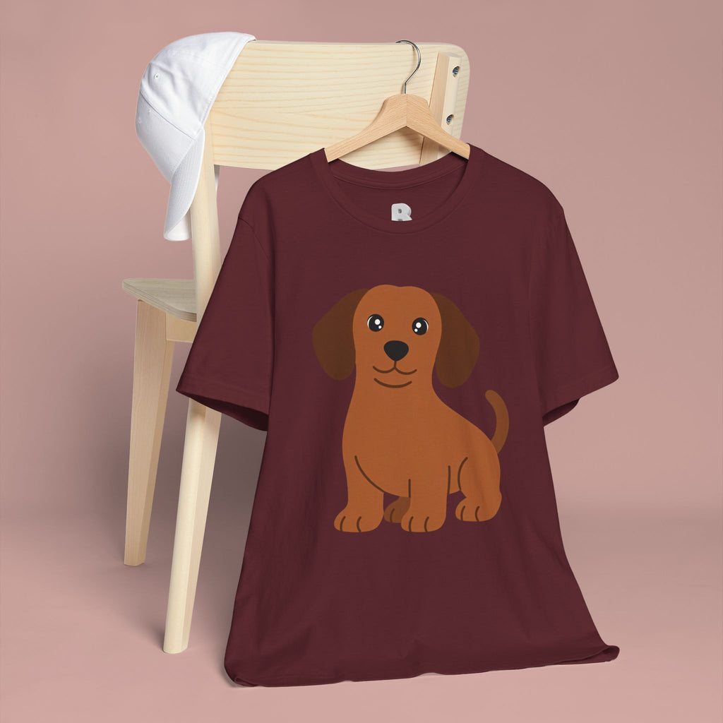 Dachshund Puppy Graphic T-Shirt — Cute Brown Dog Tee