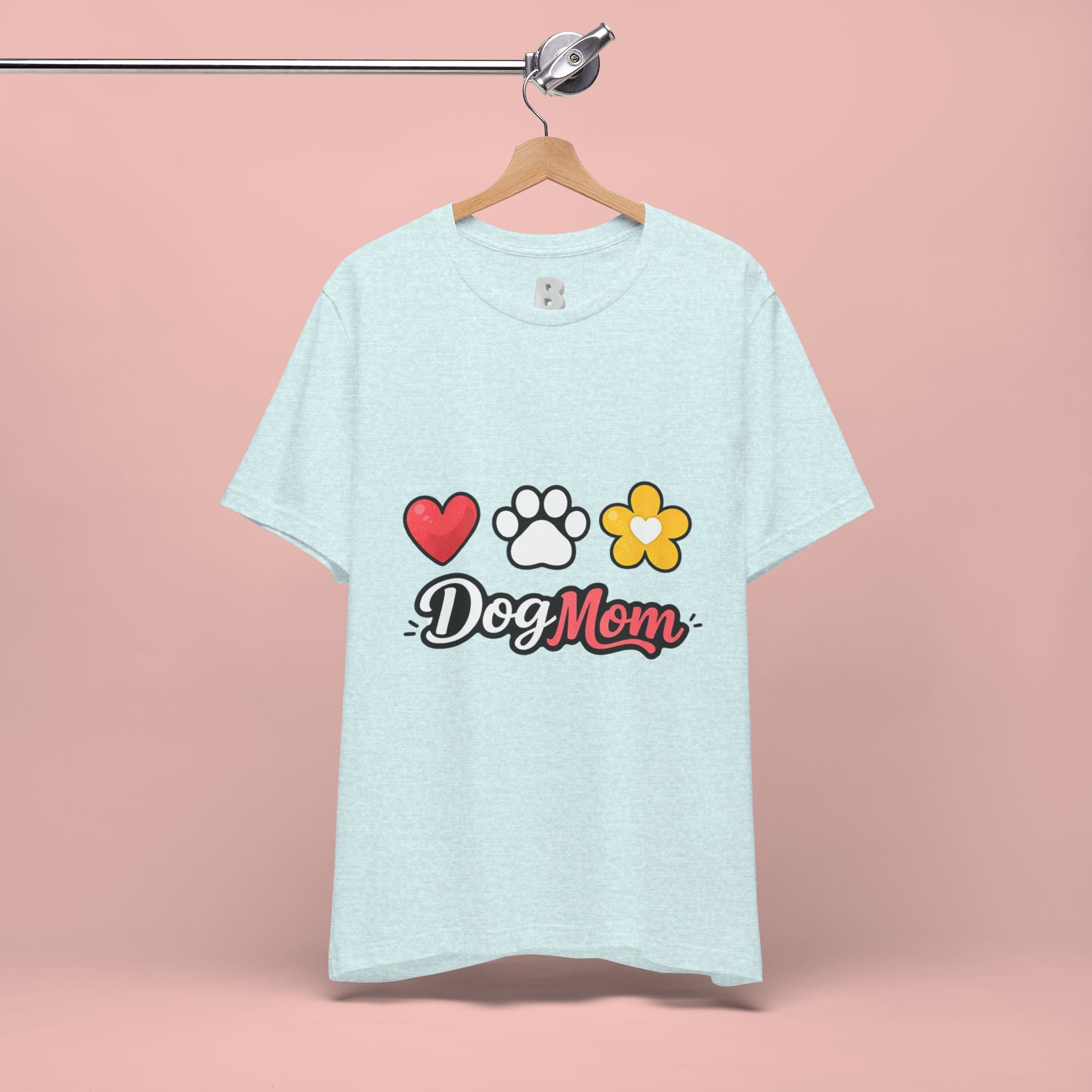 Dog Mom T-Shirt – Heart, Paw & Flower Graphic Tee