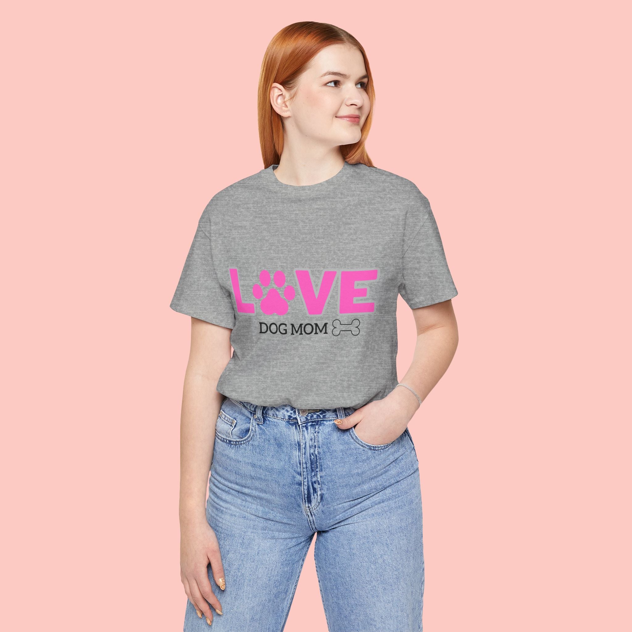 Love Dog Mom T-Shirt — Pink Paw Graphic Tee