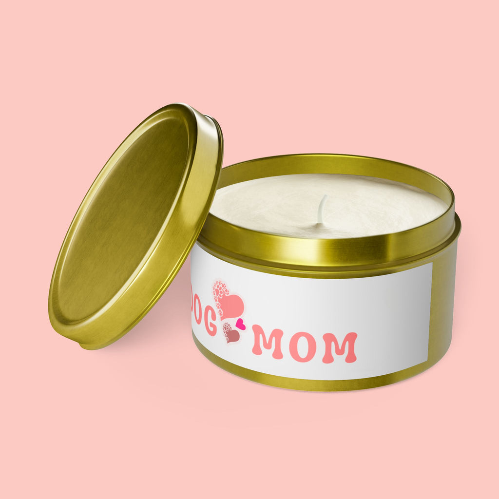 Dog Mom Tin Candle — Heart Paw Scented Travel Candle (Perfect Gift for Dog Lovers)