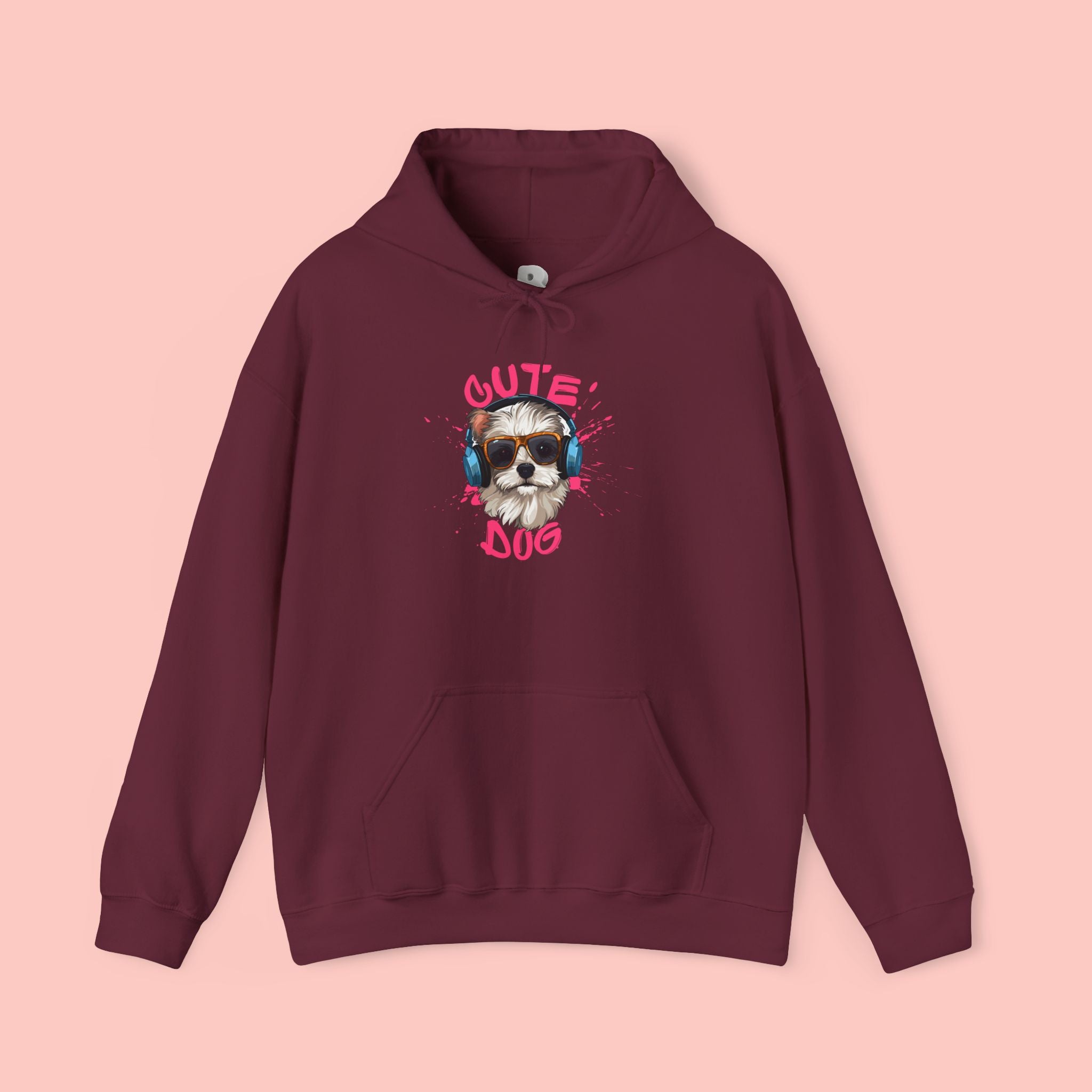 Cute Dog Hoodie with Headphones – 'Cute Dog' Graphic Pet Lover Sweatshirt