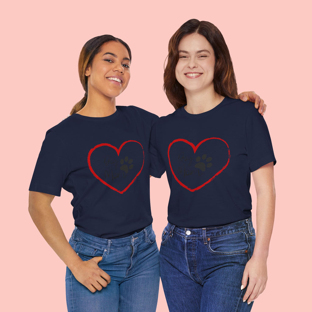 Dog Mom Heart Paw T‑Shirt