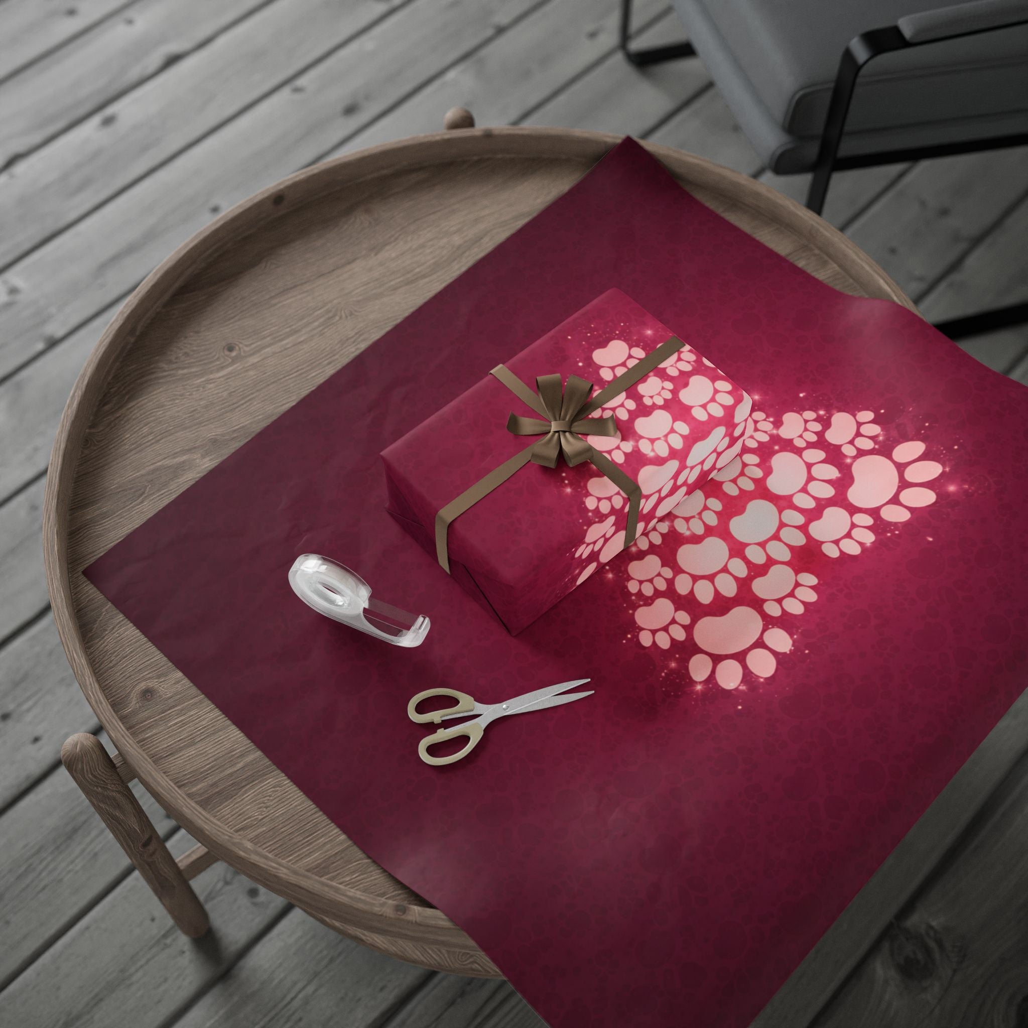 Valentine Heart Lights Wrapping Paper Roll - Romantic Burgundy Gift Wrap