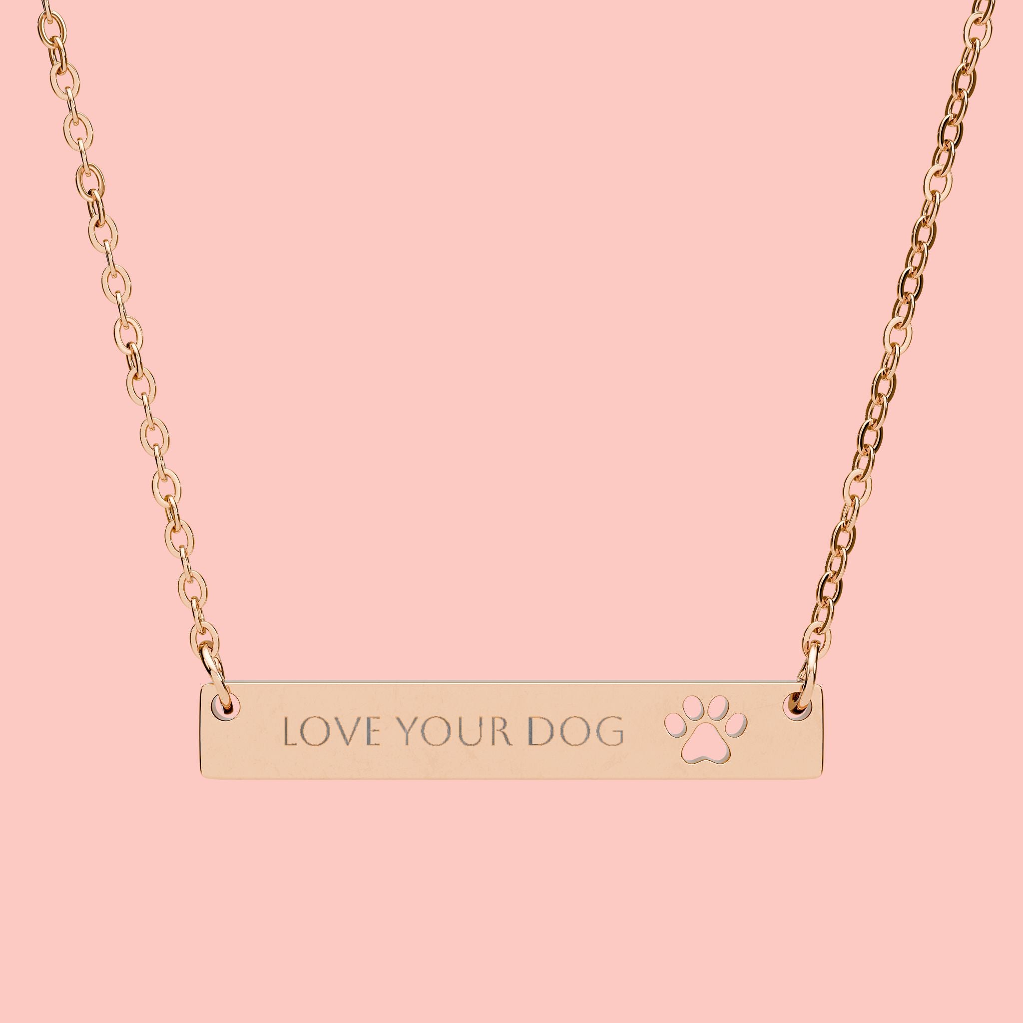 Paw Cutout Bar Necklace — Personalized Engraved Pet Paw Jewelry