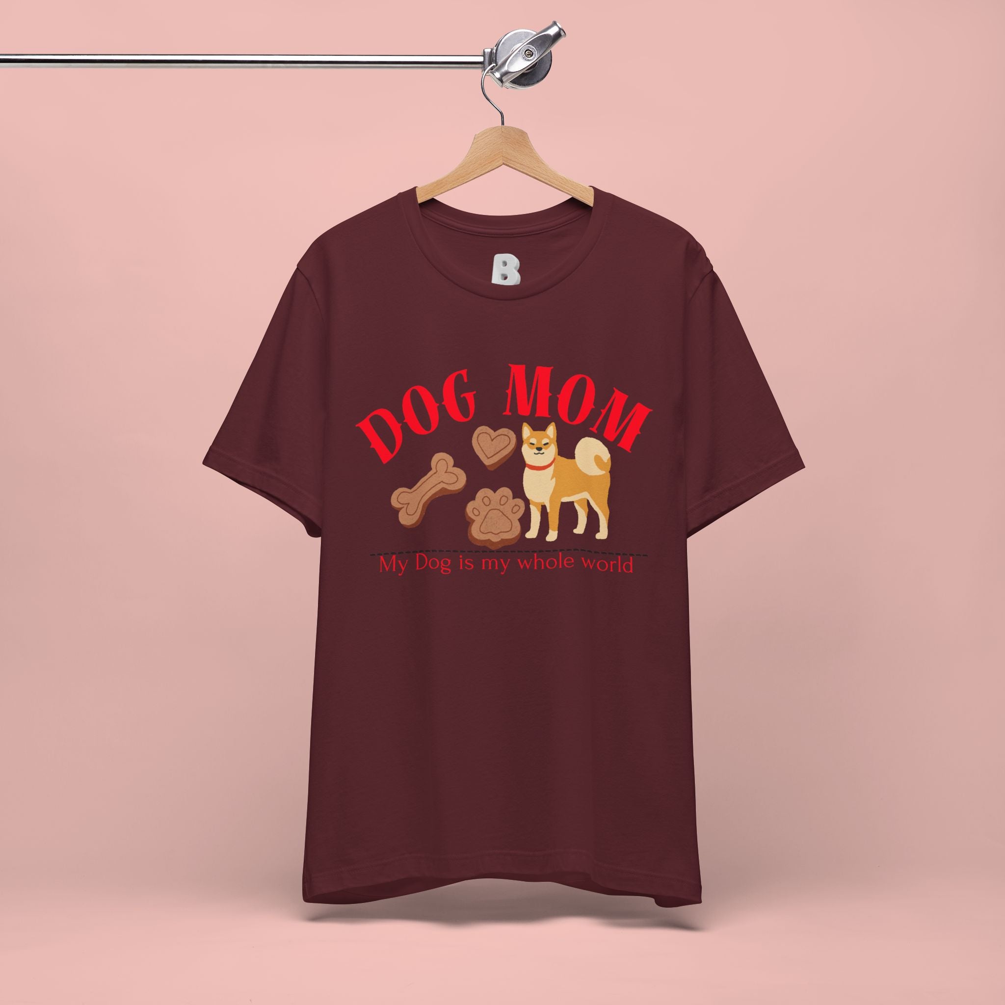 Dog Mom T-Shirt — Cute Shiba & Treats “My Dog Is My Whole World” Tee