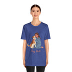 Dog Mom T‑Shirt — Cute Woman Hugging Dog Graphic Tee
