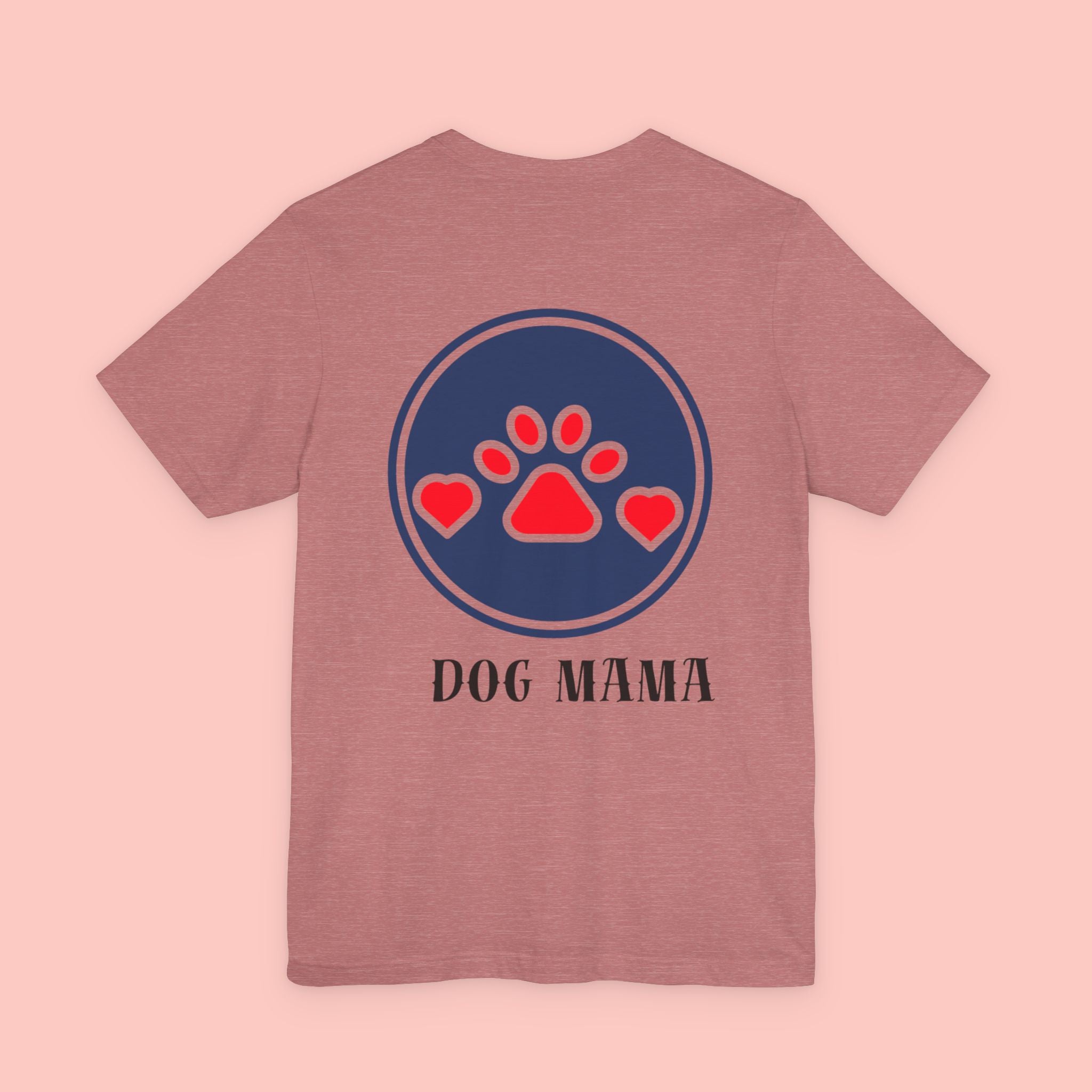 Dog Mama Tee - Paw Print Heart Graphic Short Sleeve Shirt