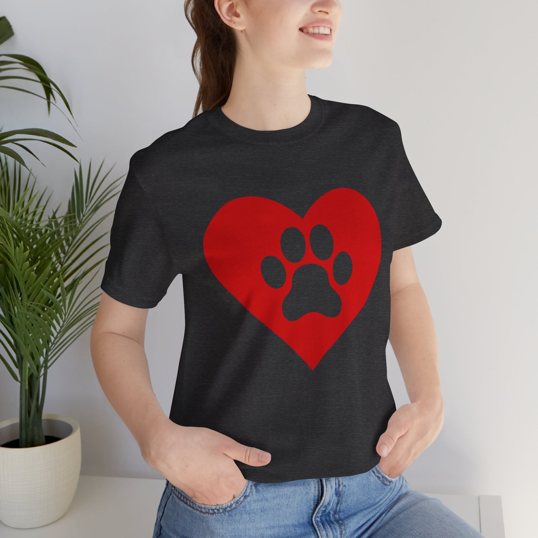 Pet Lover T-Shirt — Red Heart Paw Print Tee