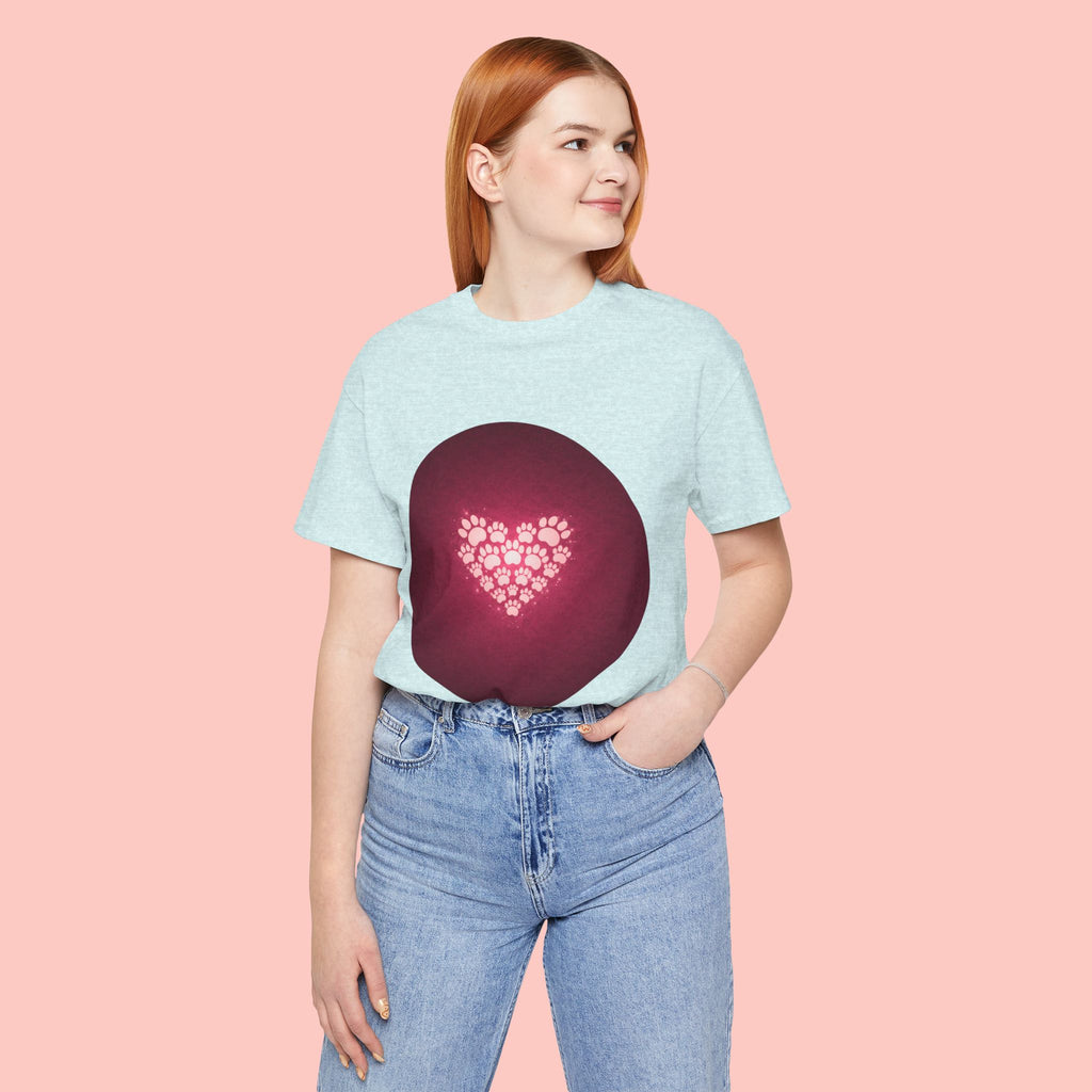 Paw Print Heart T‑Shirt — Cute Pet Lover Tee