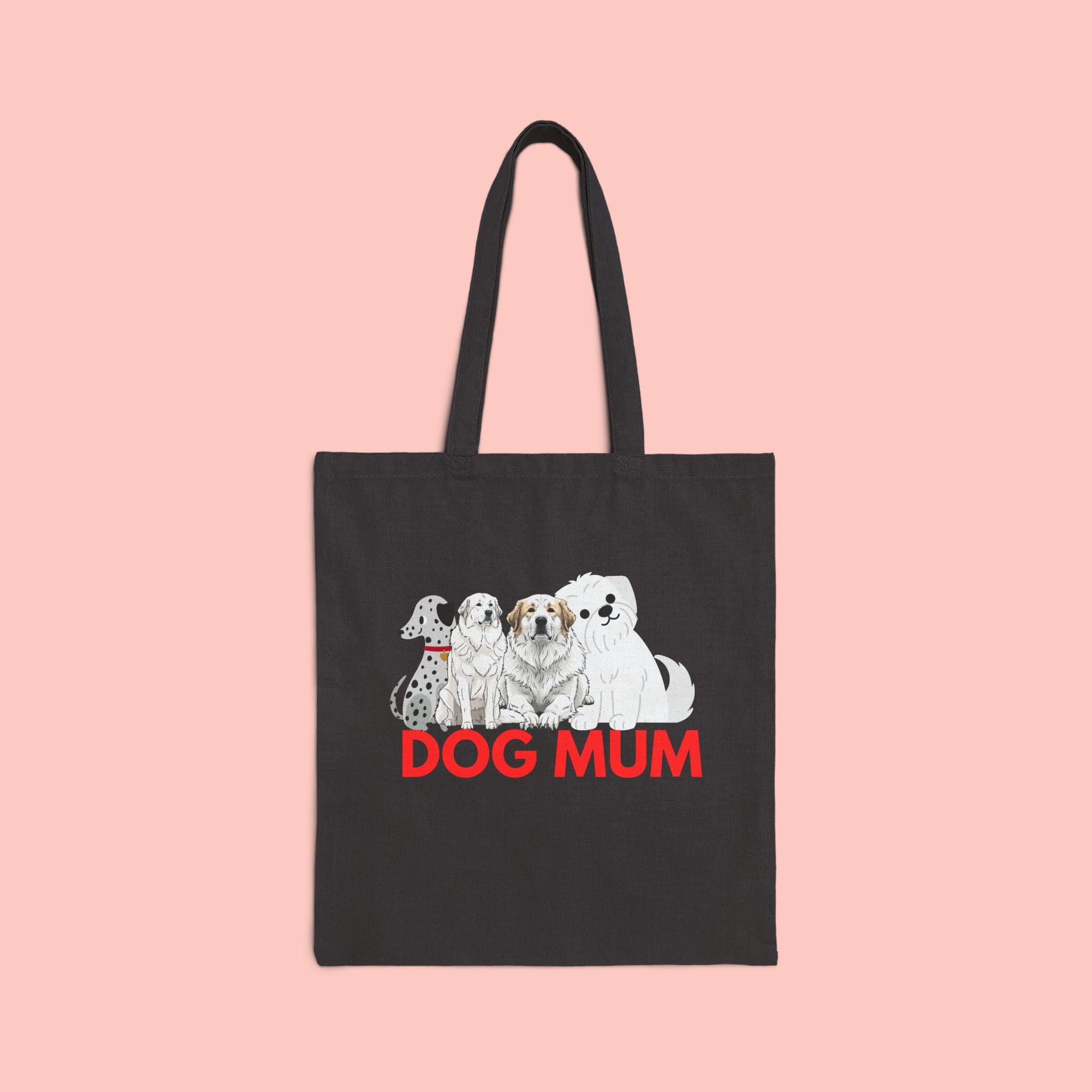 Dog Mum Canvas Tote — Cute Illustrated Dogs Cotton Shopper Bag