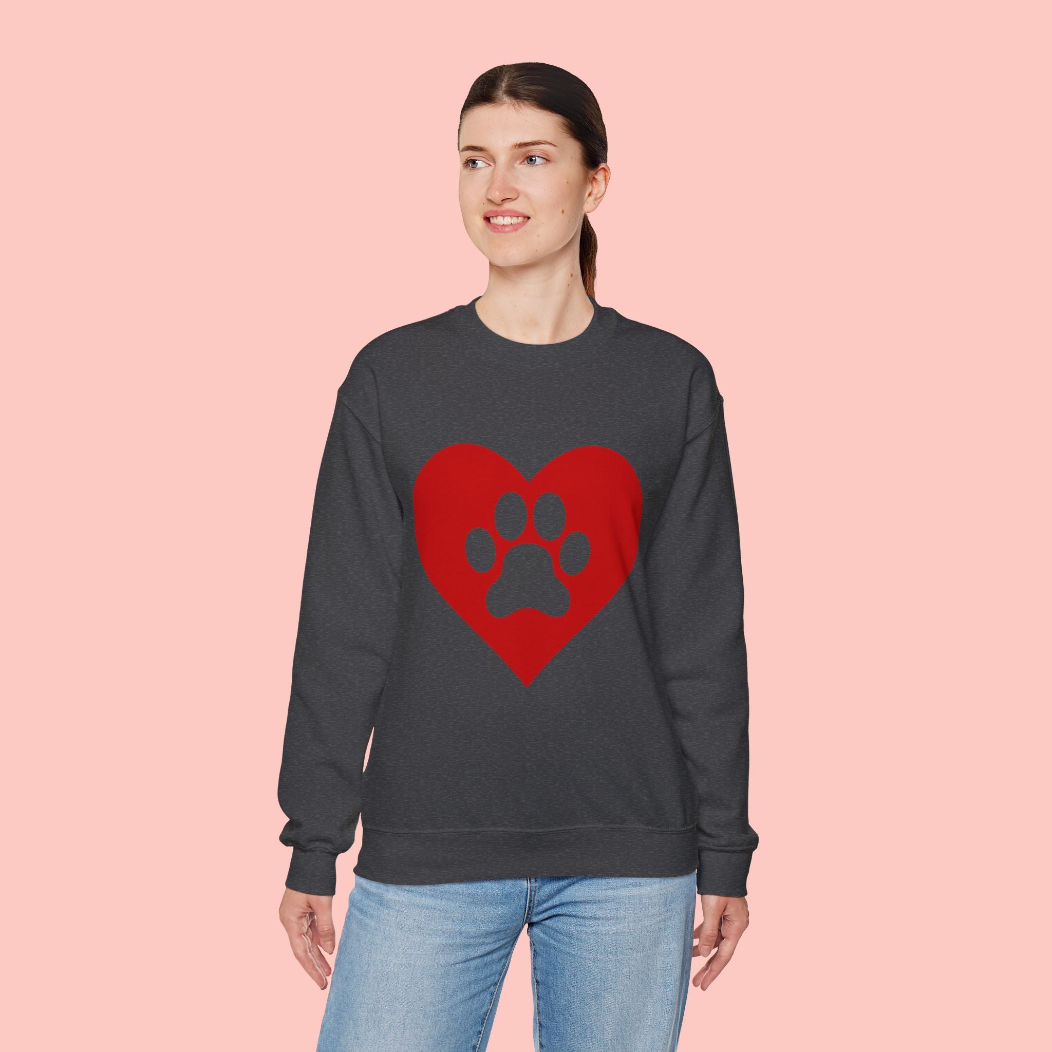 Heart Paw Crewneck Sweatshirt — Cute Pet Lover Pullover