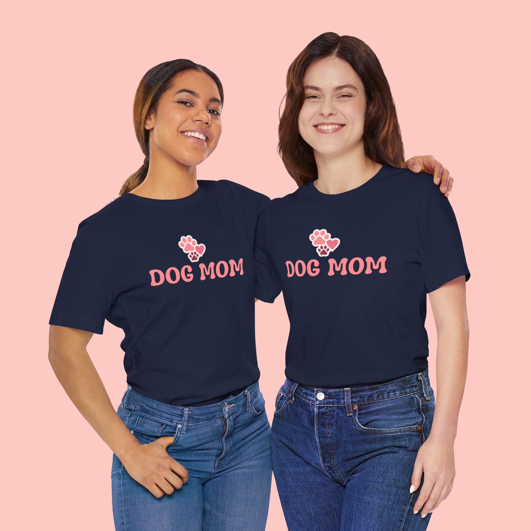 Dog Mom T-Shirt — Pink Paw Graphic Tee for Dog Lovers
