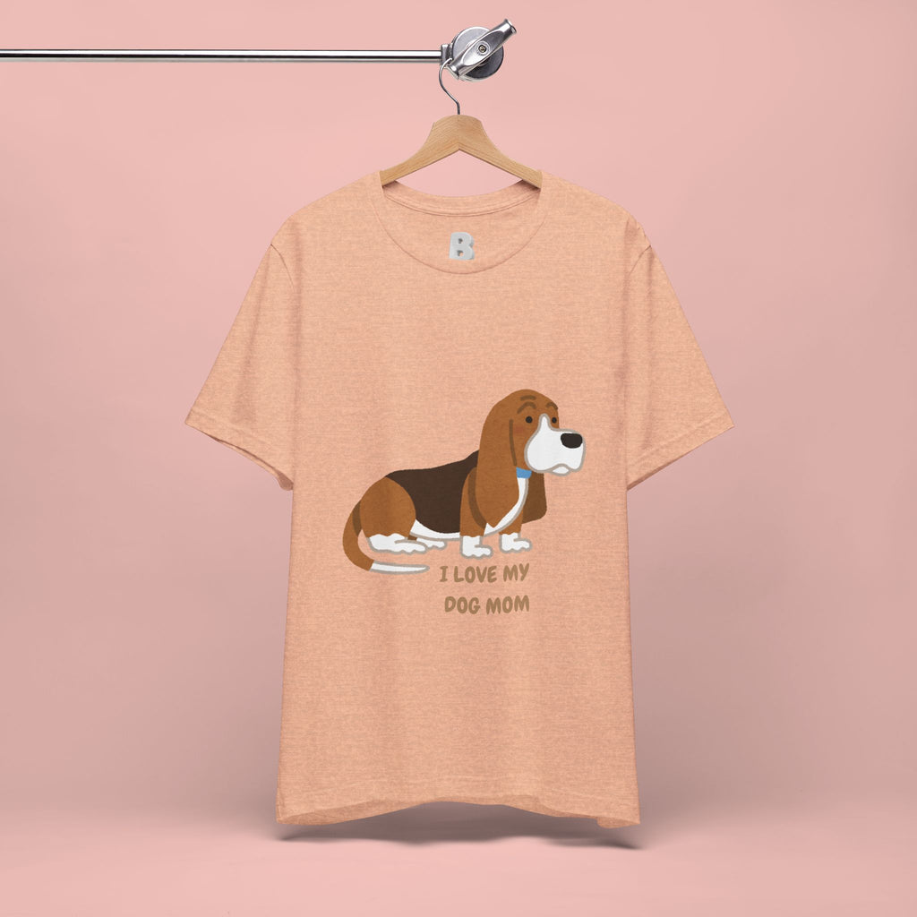Dog Mom T‑Shirt — Cute Basset Hound I Love My Dog Mom Tee