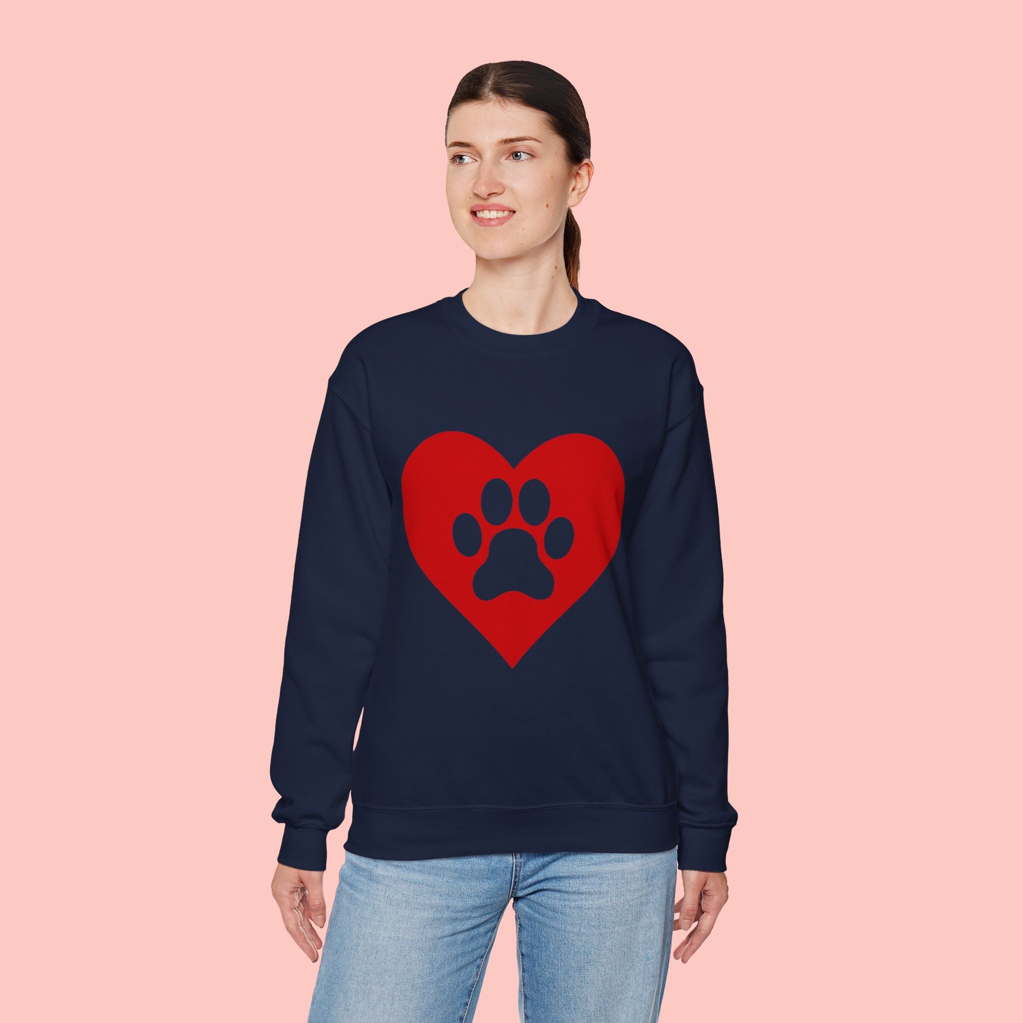 Heart Paw Crewneck Sweatshirt — Cute Pet Lover Pullover