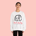 Dog Mom Crewneck Sweatshirt — "First My Dog, Then Everything" Cute Sketch Pup Tee