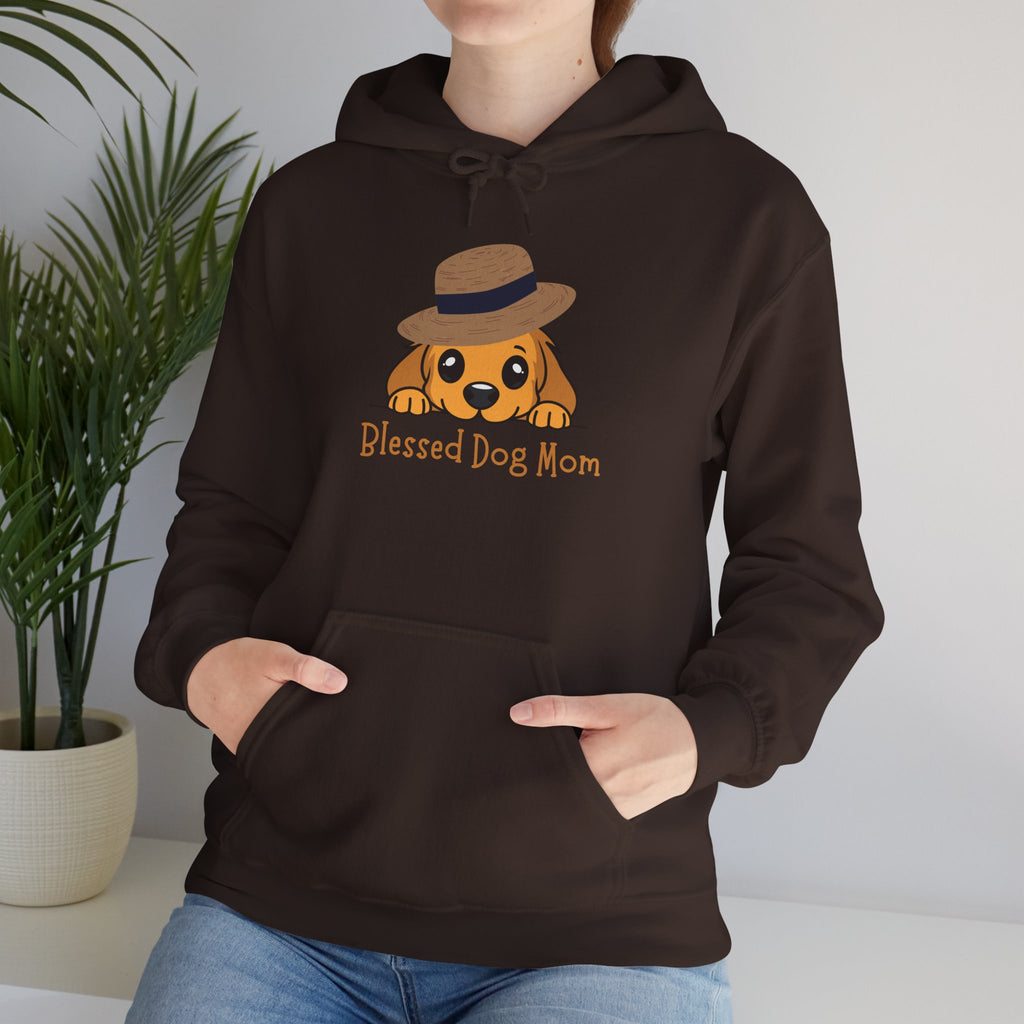 Dog Mom Hoodie - "Blessed Dog Mom" Cute Puppy Hat Sweatshirt