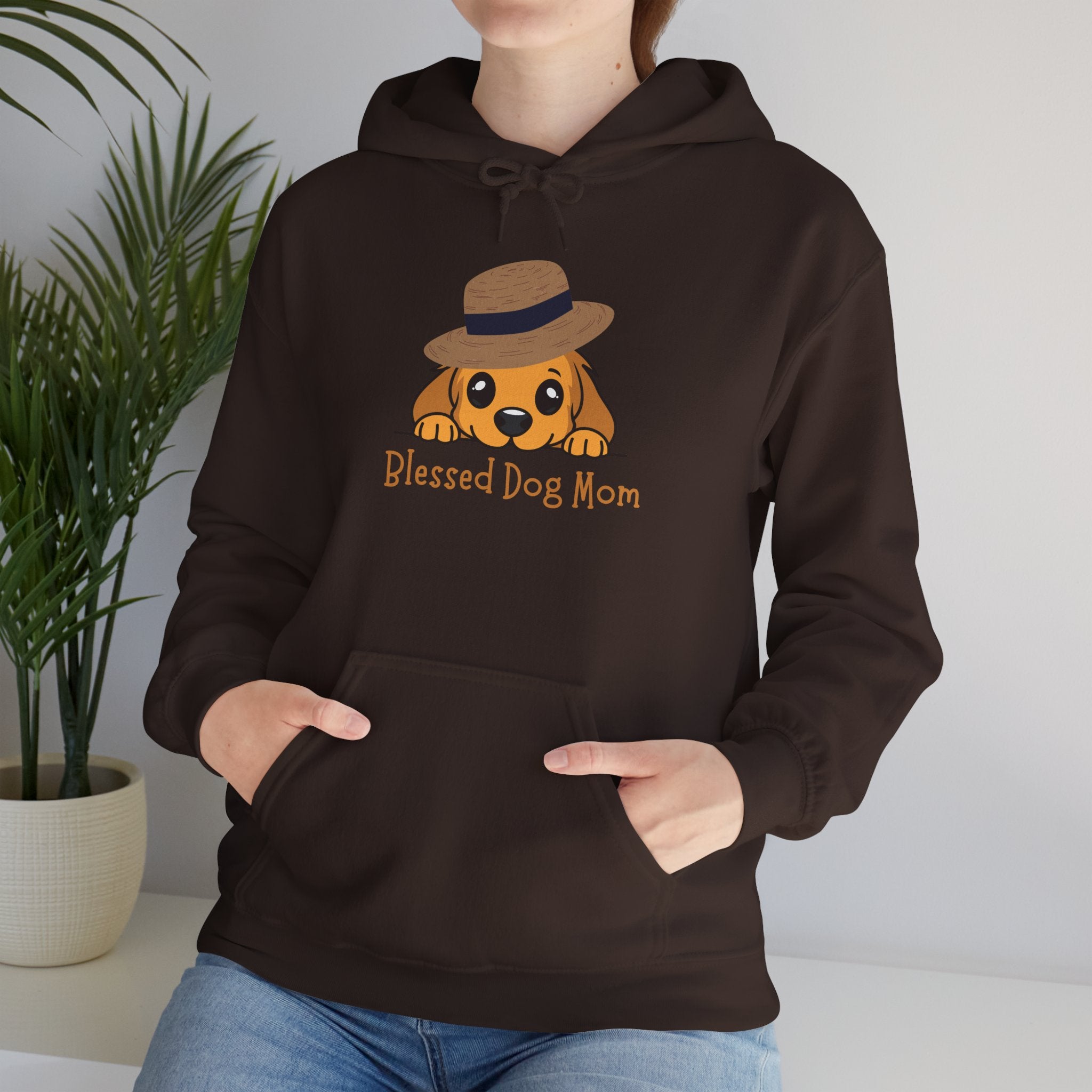 Dog Mom Hoodie - "Blessed Dog Mom" Cute Puppy Hat Sweatshirt