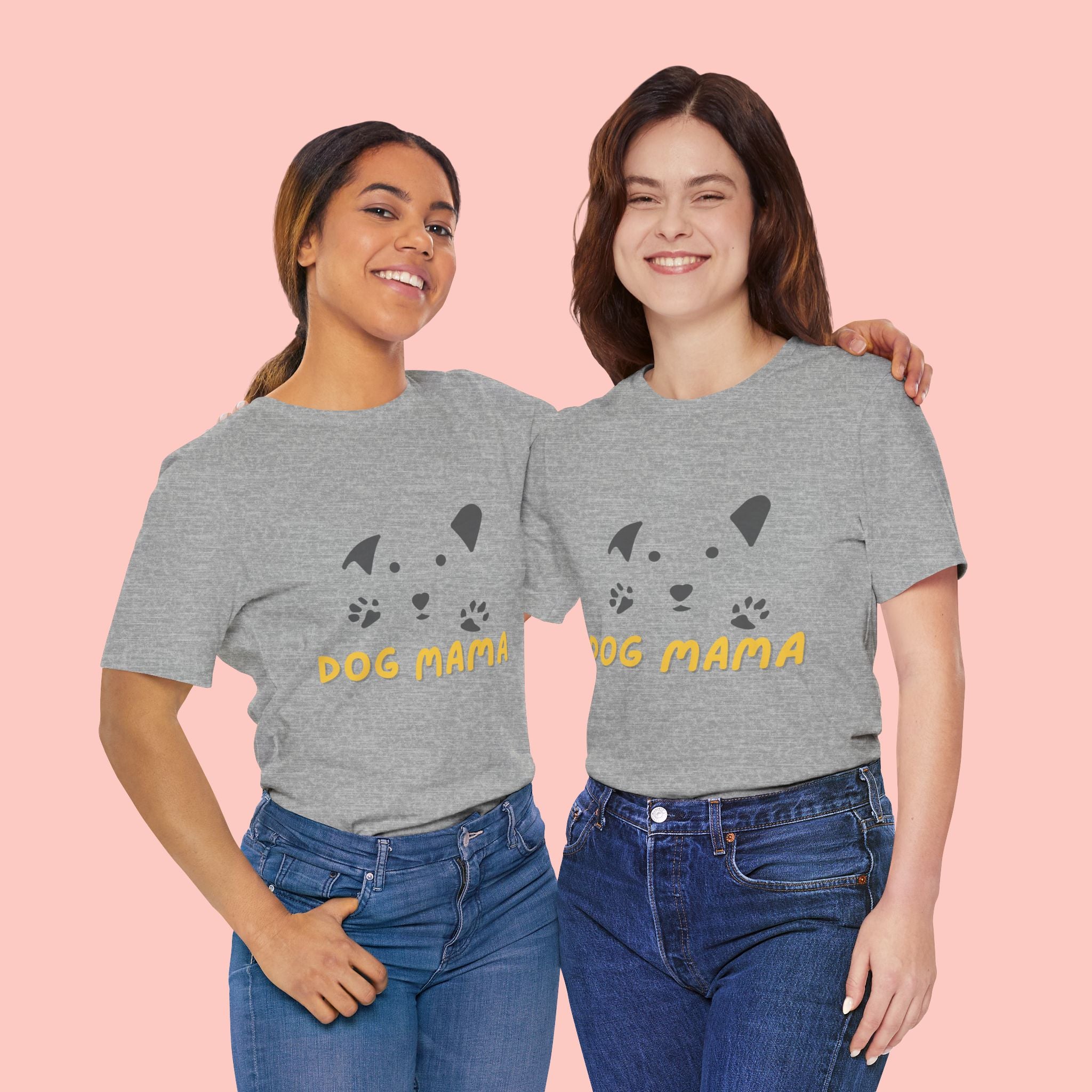Dog Mama Graphic Tee — Cute Paw Print Dog Face T-Shirt for Dog Lovers