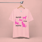 Paws Over People Tee — Pink Cats & Dogs Graphic T-Shirt