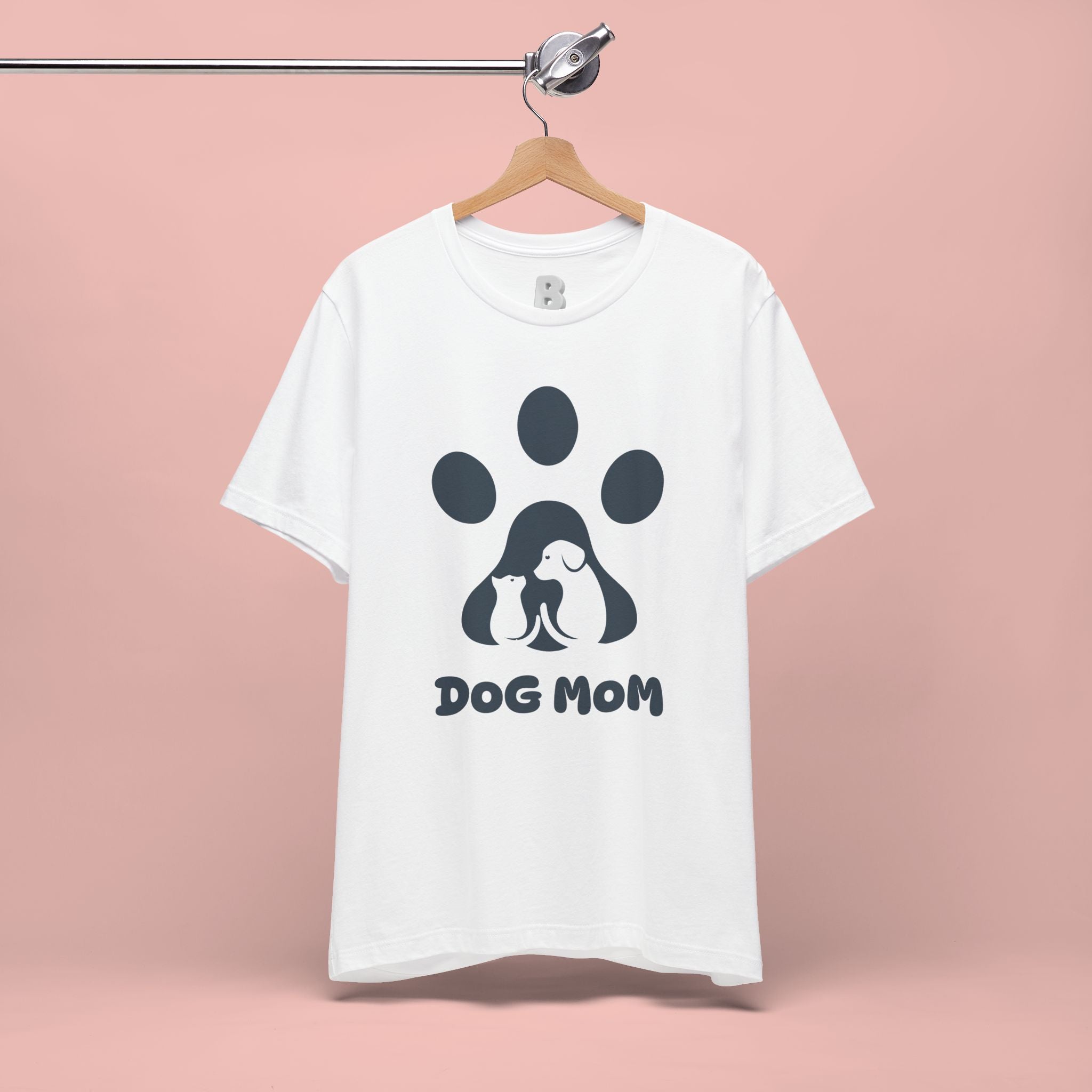 Dog Mom T‑Shirt — Paw Print with Dog & Puppy Graphic