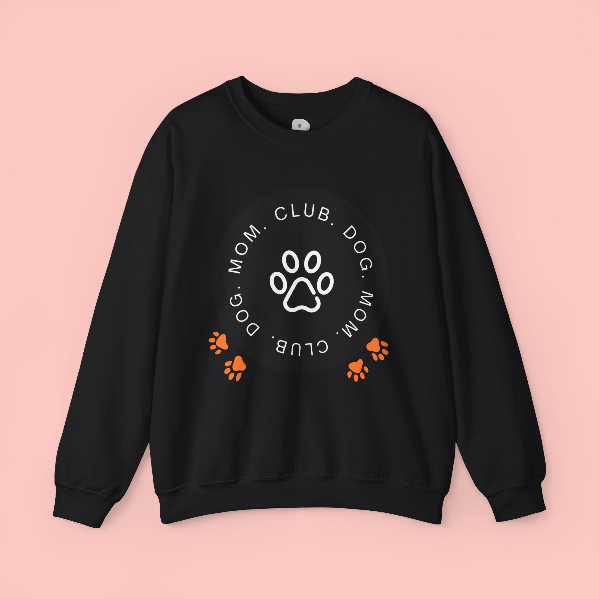 Dog Mom Club Crewneck Sweatshirt — Paw Print Graphic Pullover for Pet Moms