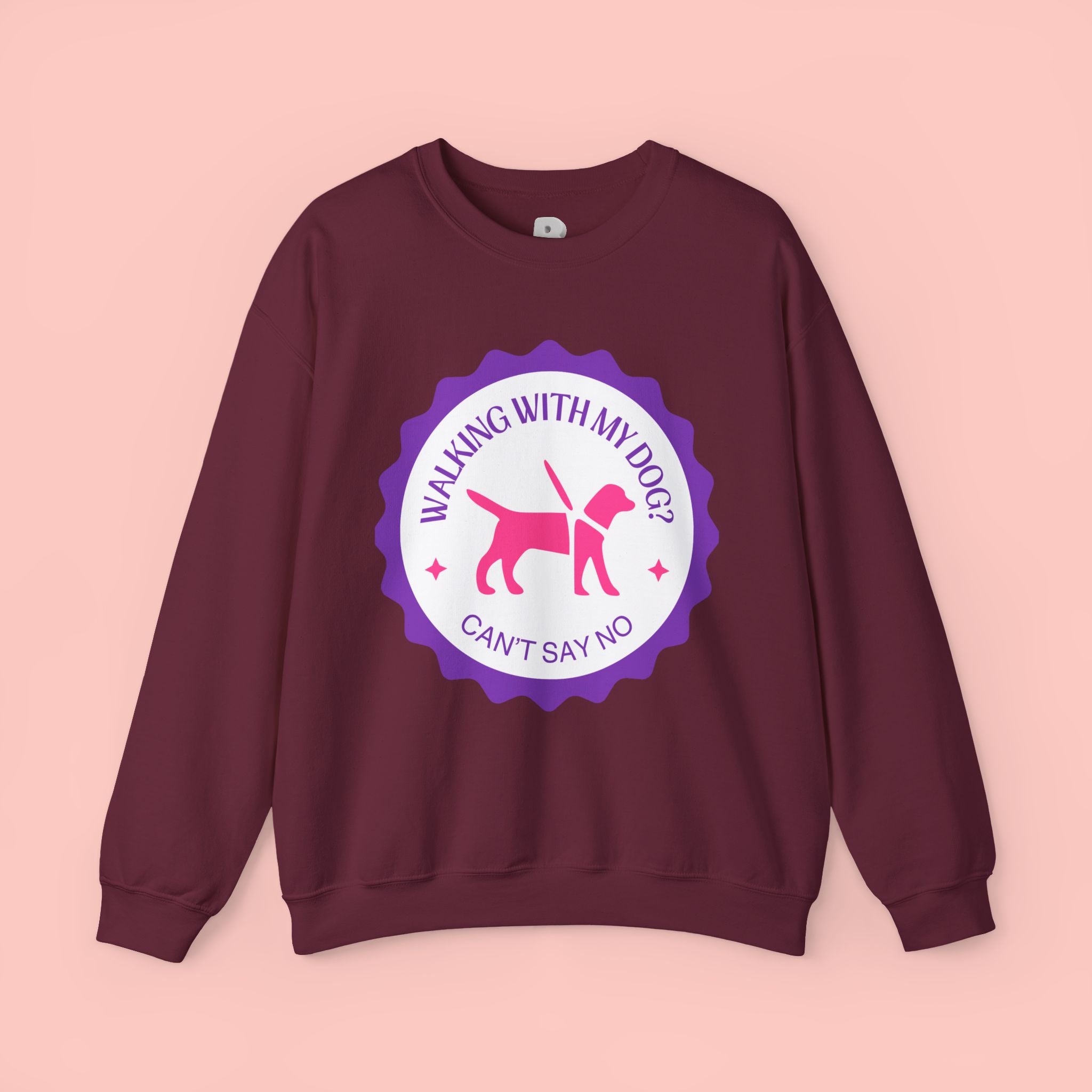 Dog Walking Sweatshirt — "Walking With My Dog Can't Say No" Graphic Crewneck