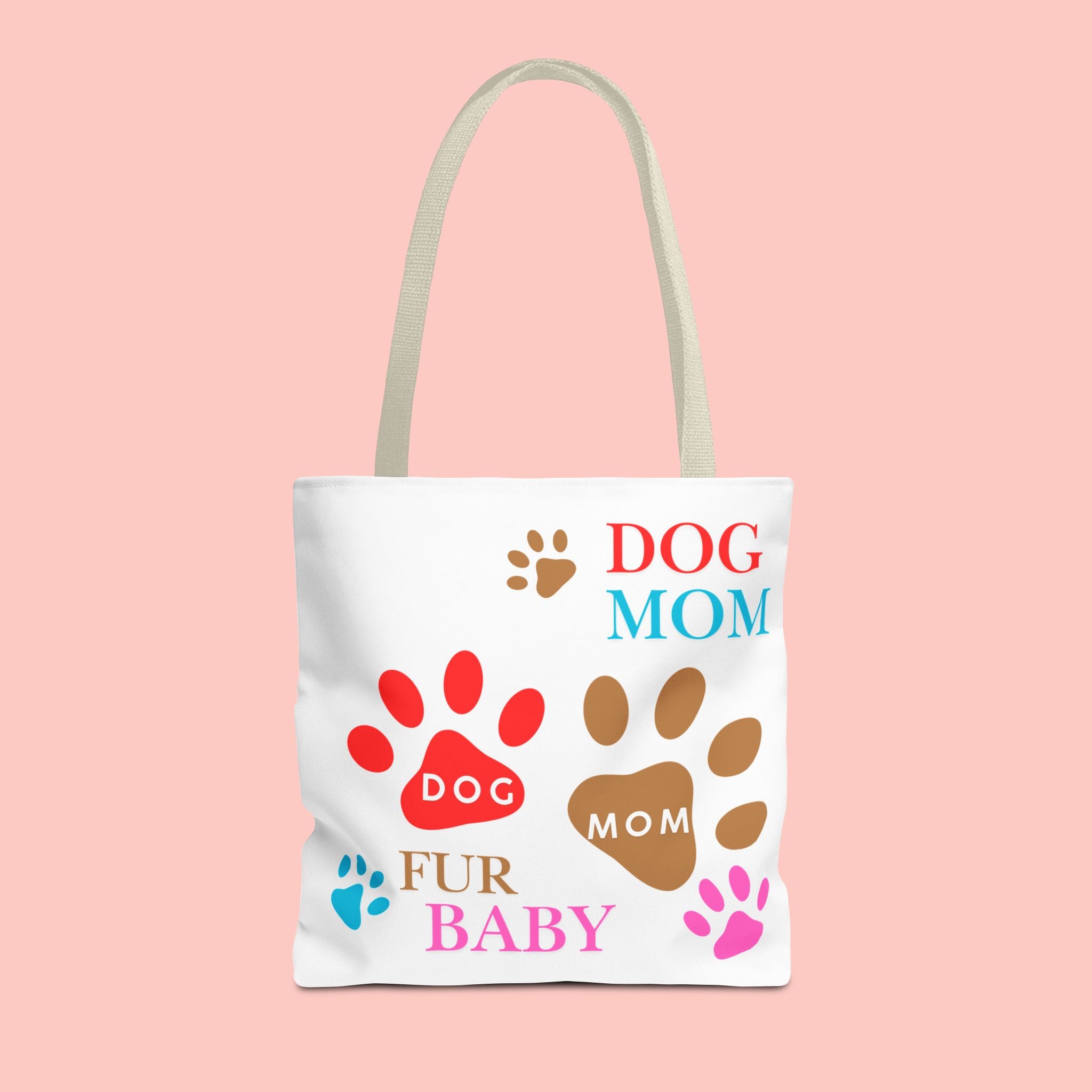 Dog Mom Tote Bag – "Fur Baby" Paw Print AOP Tote
