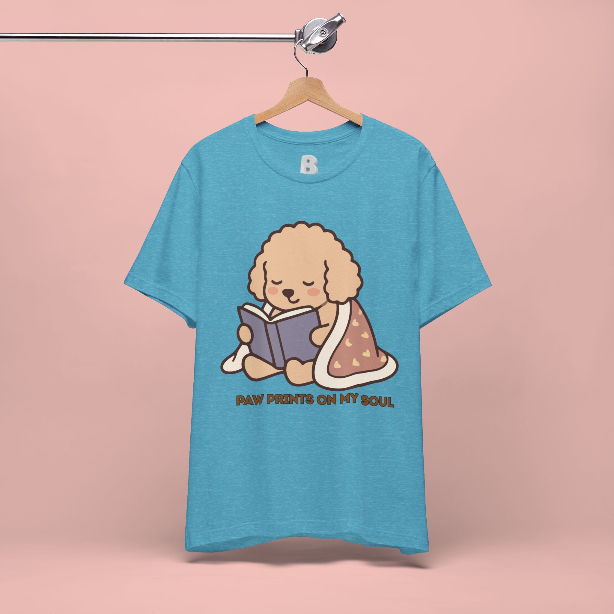 Paw Prints On My Soul T‑Shirt — Cute Reading Puppy Graphic Tee