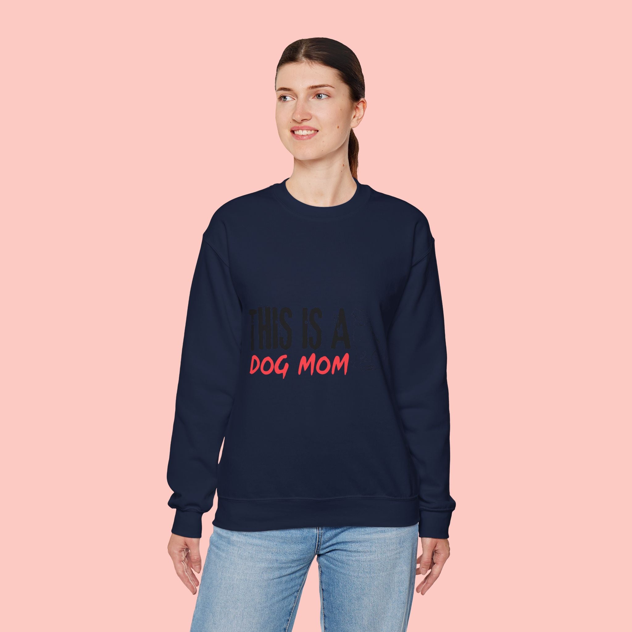 Dog Mom Crewneck Sweatshirt — "This Is A Dog Mom" Cozy Pullover