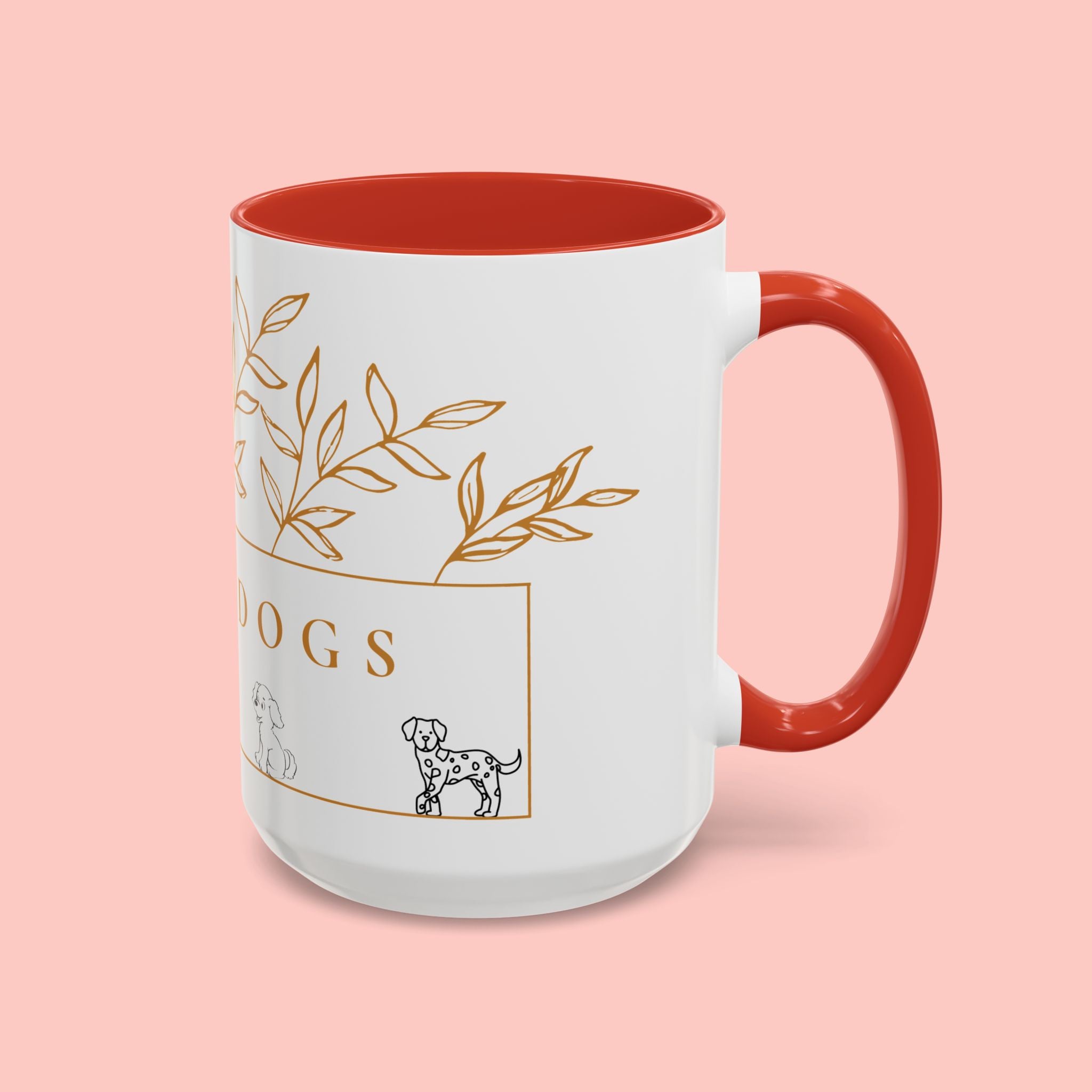 I Love Dogs Accent Coffee Mug — Gold Leaf Dog Lover Ceramic Mug (11oz & 15oz)