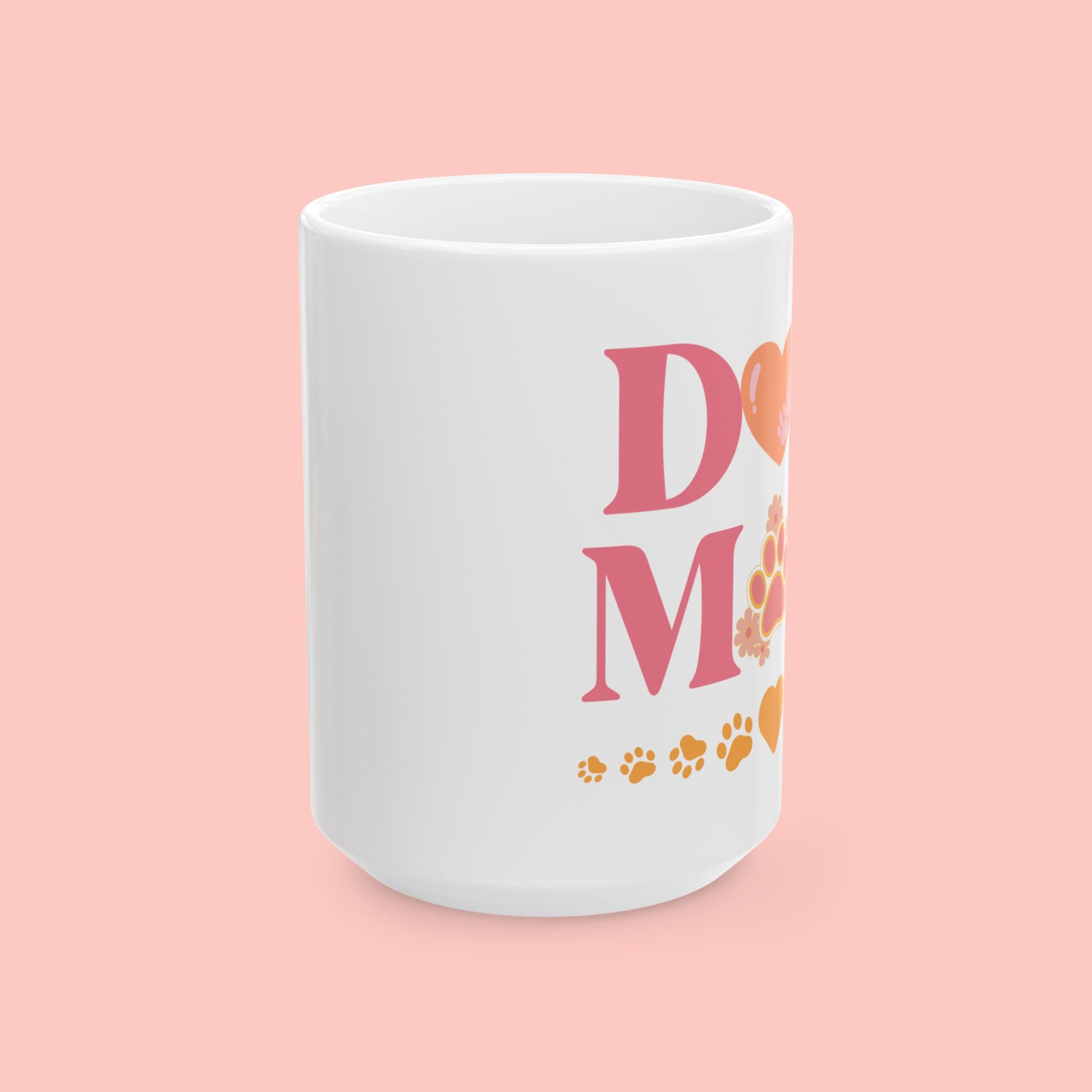 Dog Mom Ceramic Mug — Paw Print Heart Coffee Cup (11oz & 15oz)