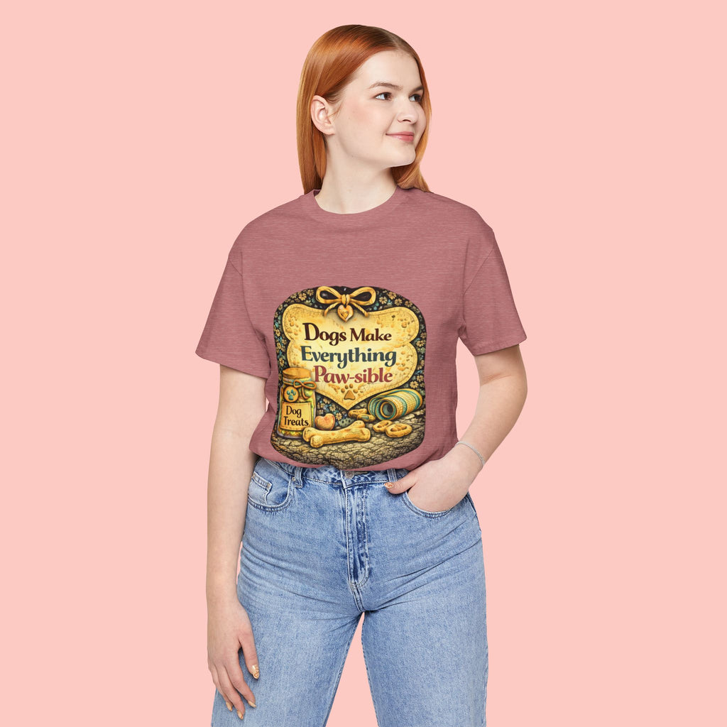 Dog Lover T‑Shirt – "Dogs Make Everything Paw‑sible" Vintage Pet Rescue Tee