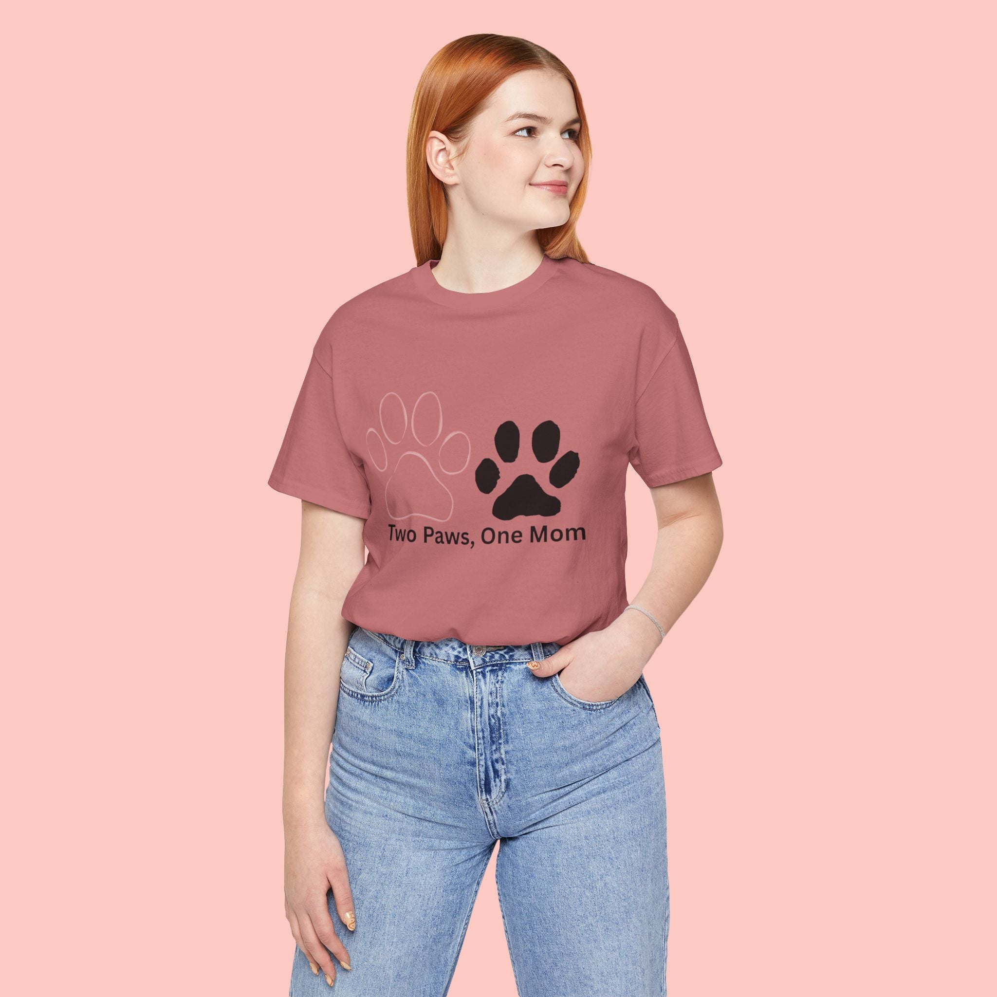 Two Paws, One Mom T-Shirt – Cute Dog Mom Paw Print Tee