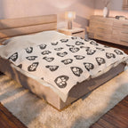 Paw Heart Velveteen Plush Blanket — Soft Cozy Pet Lover Throw