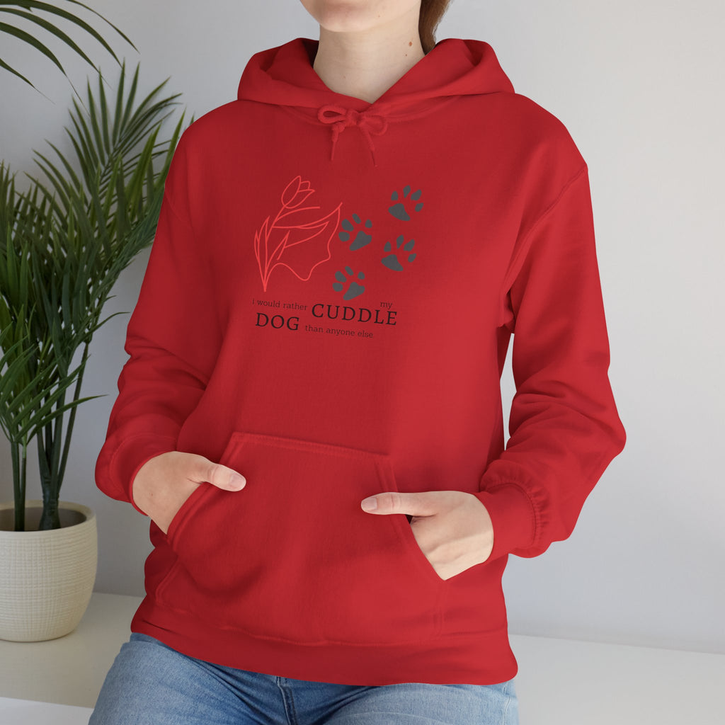 Dog Cuddle Hoodie – Minimal Paw Print & Script Pet Lover Sweatshirt