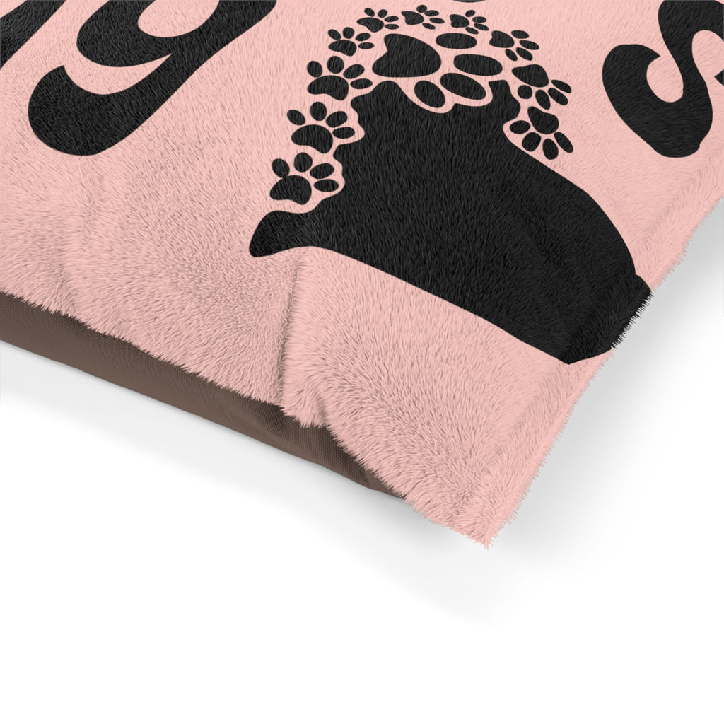 Mama's Boy Pet Bed - Soft Pink Paw Print Dog/Cat Pillow