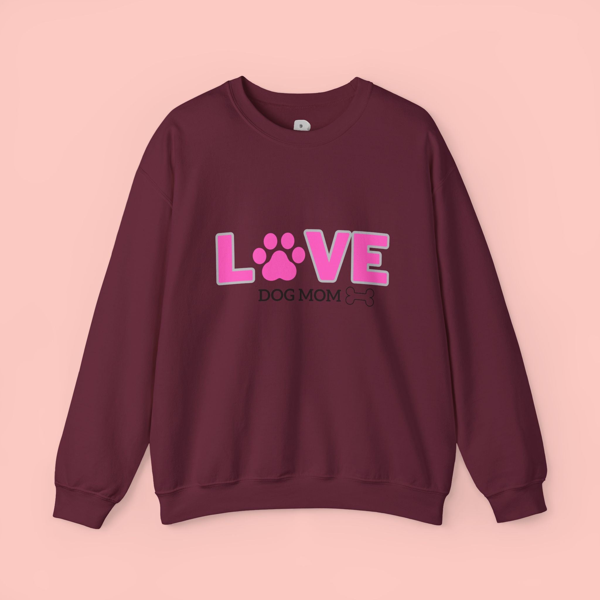 Dog Mom Love Crewneck Sweatshirt — Pink Paw Graphic