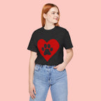 Pet Lover T-Shirt — Red Heart Paw Print Tee