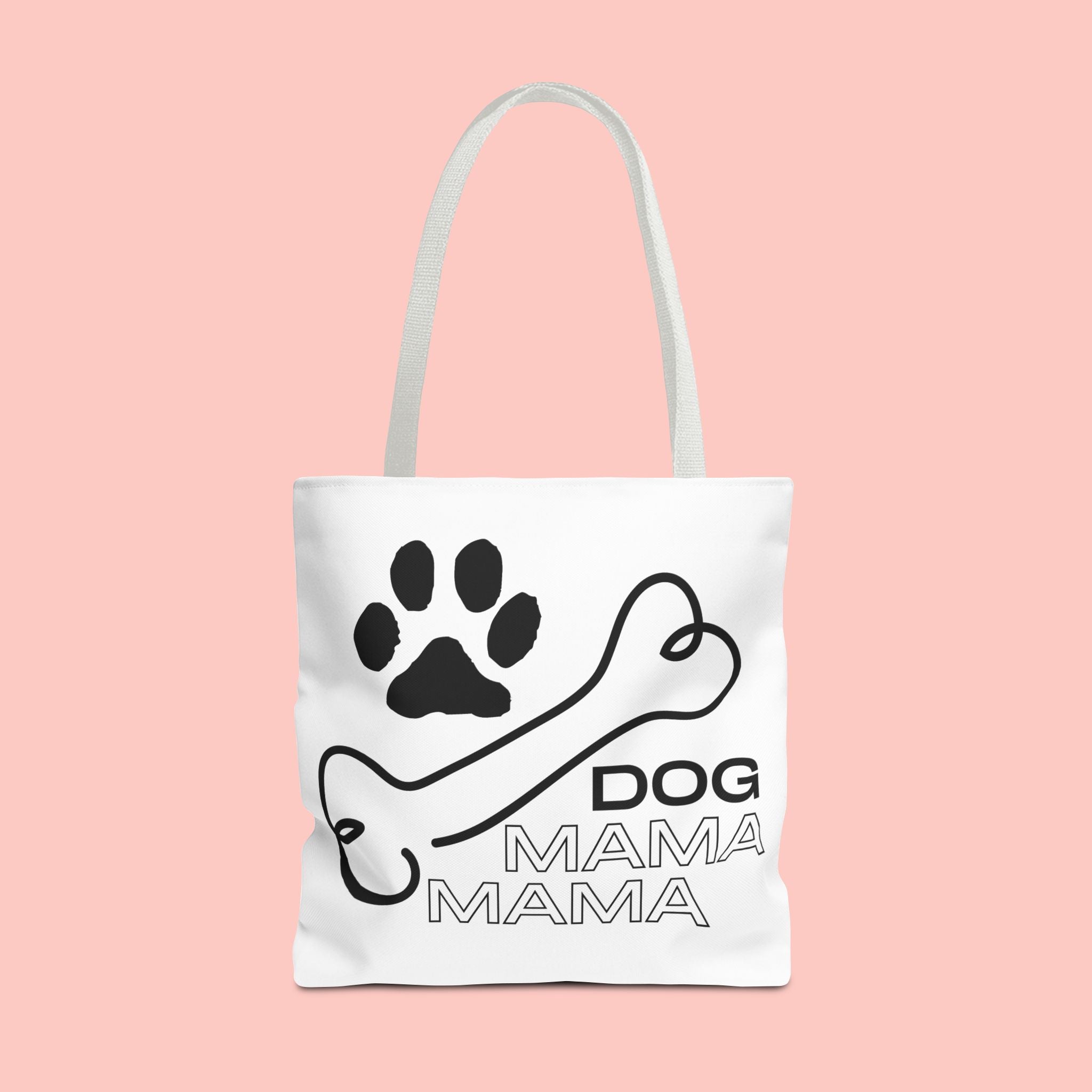 Dog Mama Tote Bag — Paw Print & Bone Graphic Canvas Shopper