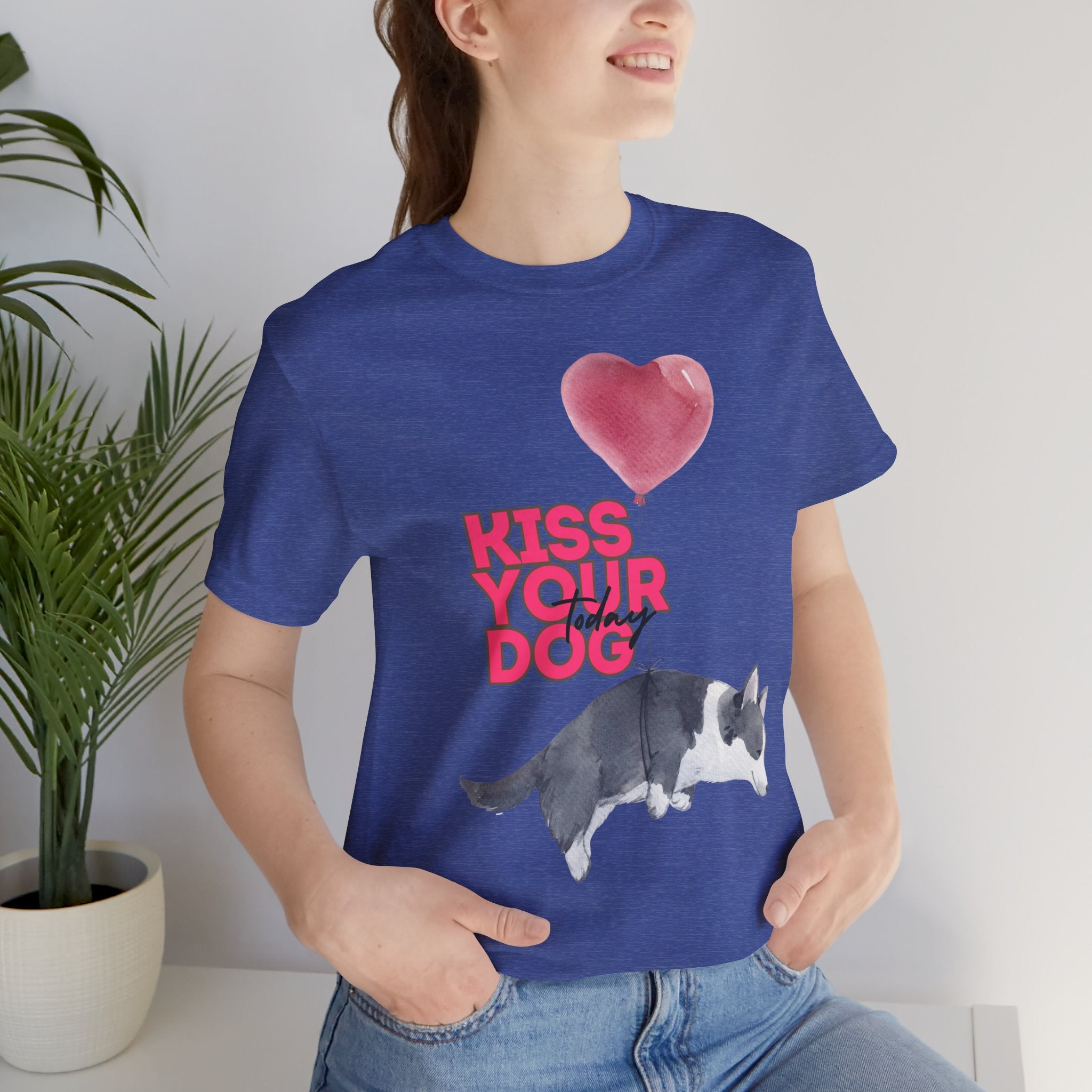 Kiss Your Dog T-Shirt — Cute Corgi with Heart Balloon Pet Lover Tee