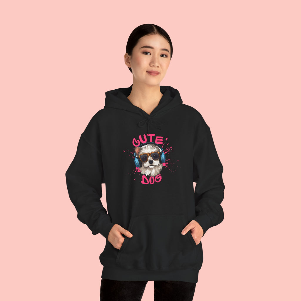 Cute Dog Hoodie with Headphones – 'Cute Dog' Graphic Pet Lover Sweatshirt