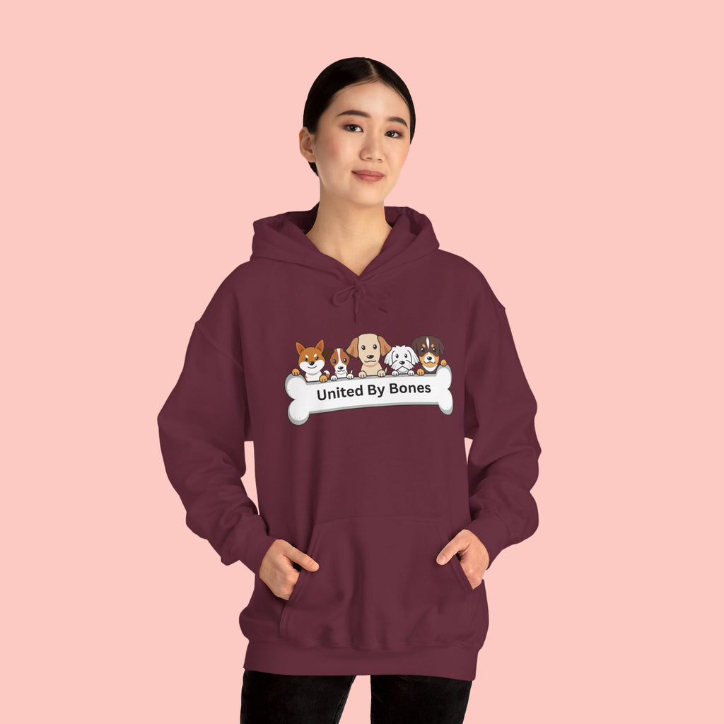 United By Bones Hoodie — Cute Cartoon Dogs Paw Bone Graphic Sweatshirt